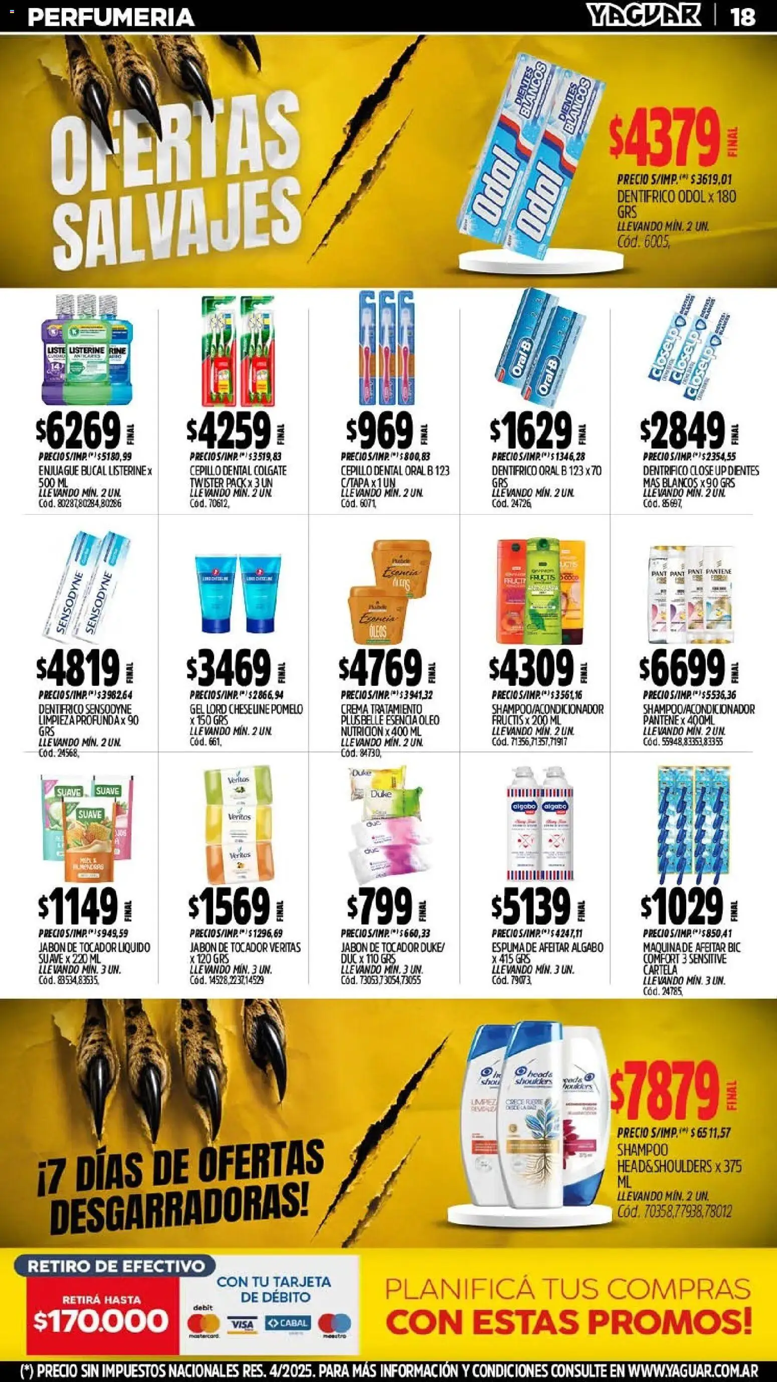 Yaguar - Oferta Semanal Neuquen │ válido desde el 10/08/2026 | Página: 19 | Productos: Listerine, Shampoo, Enjuague bucal, Crema