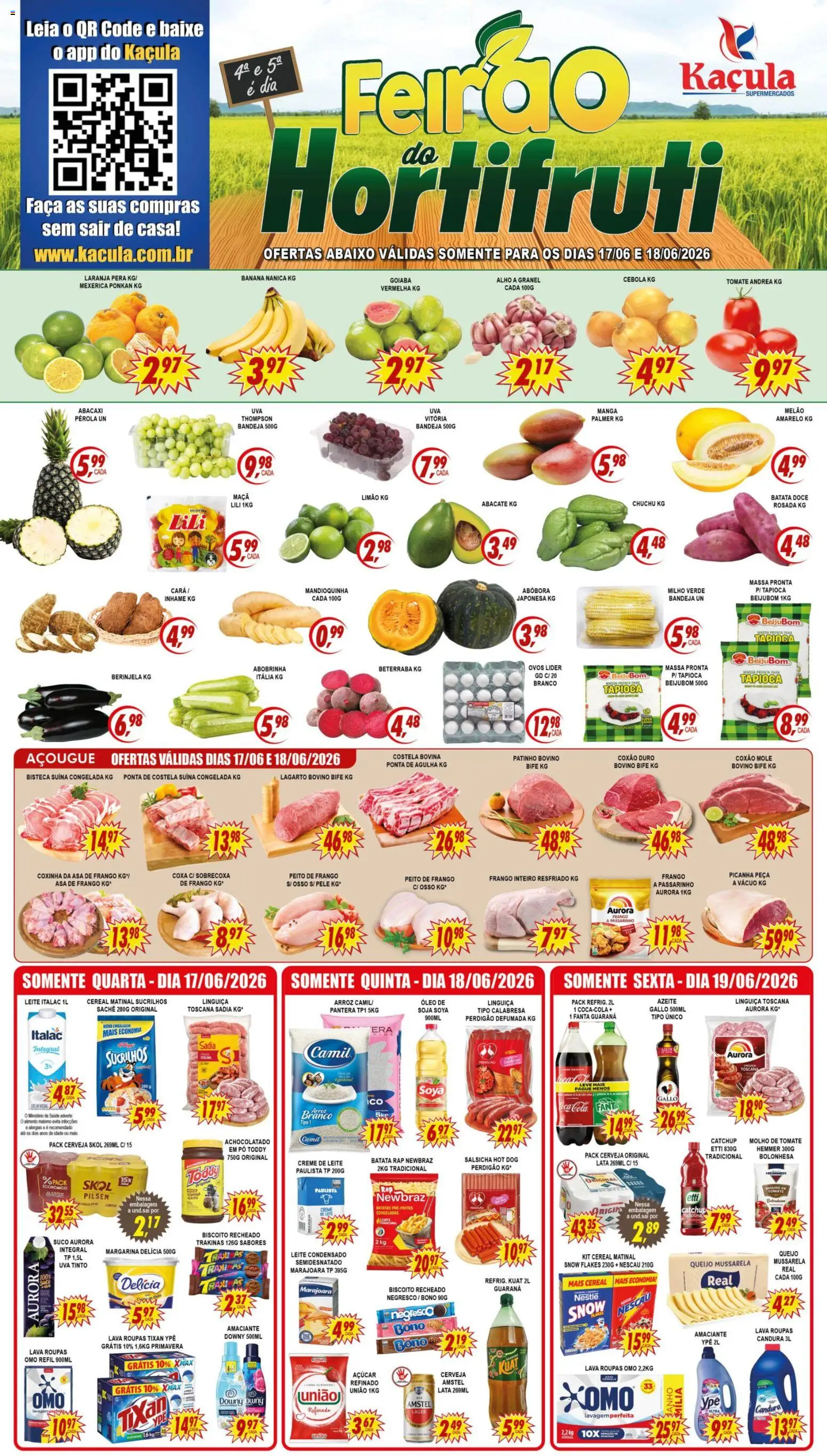 Kaçula Folheto - válido de 17.06.2026 | Página: 1 | Produtos: Cará, Milho verde, Bandeja, Açúcar