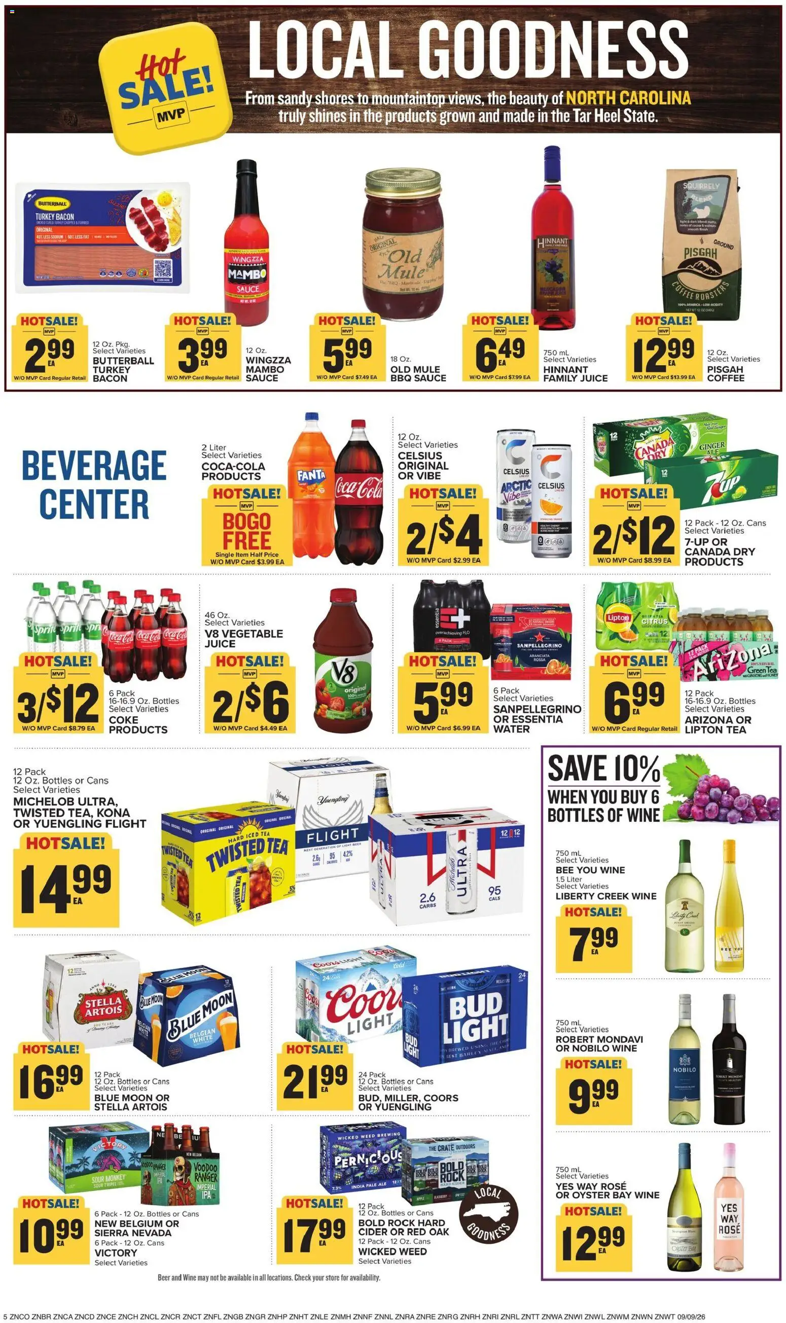 Food Lion Weekly Ad - valid from 09/09/2026 | Page: 10 | Products: Cider, Green Tea, Wine, Water