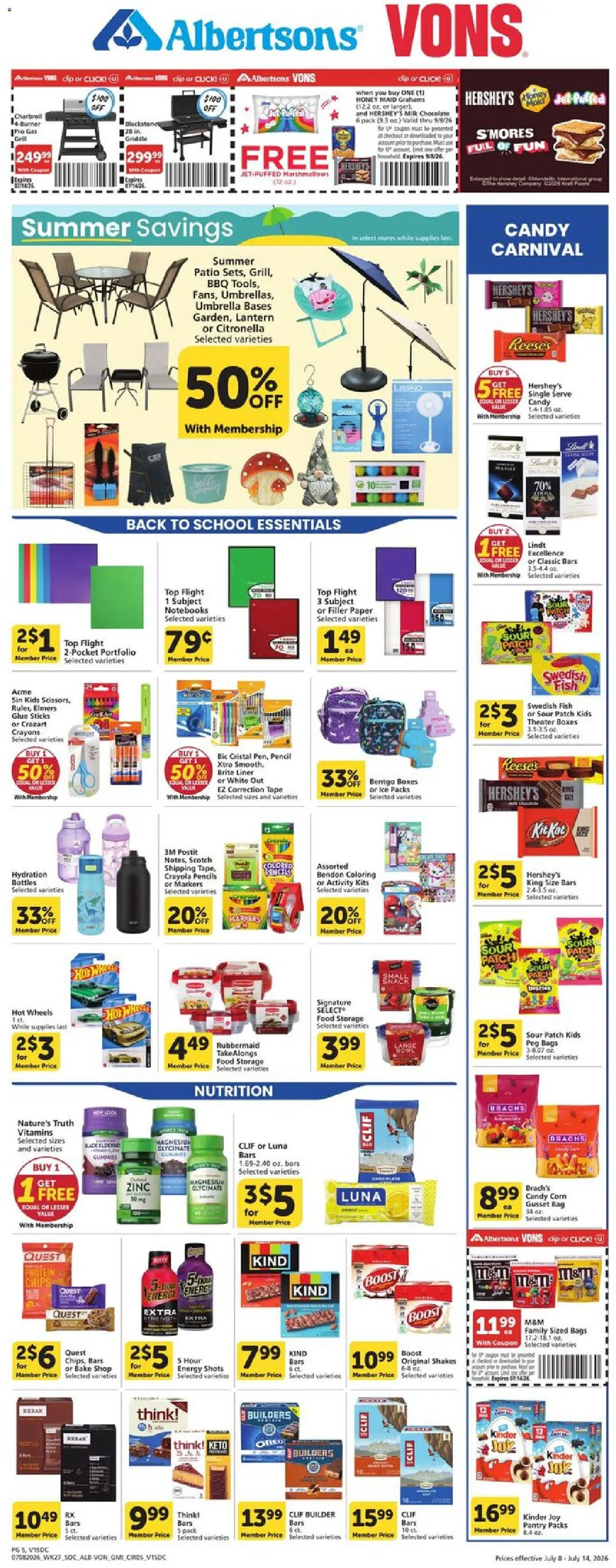 Vons Weekly Ad - valid from 07/08/2026 | Page: 4 | Products: Corn, Milk, Chips, Umbrella