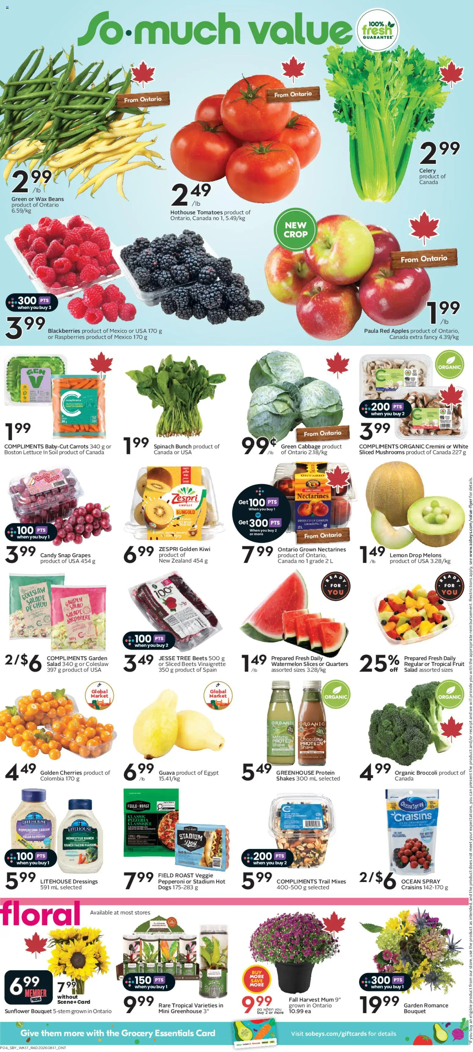 Sobeys flyer valid from Aug 20, 2026 | Page: 7 | Products: Celery, Nectarines, Watermelon, Chocolate