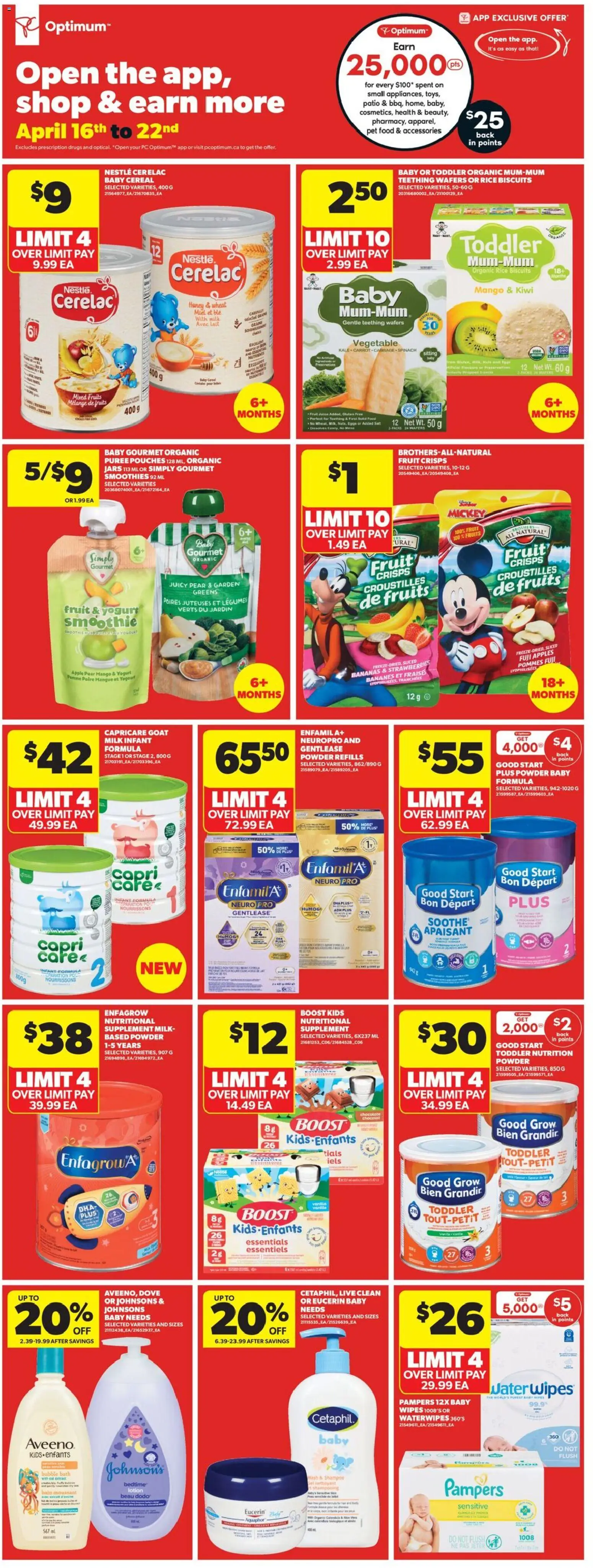 Real Canadian Superstore flyer valid from 16.04.2026 | Page: 22 | Products: Kiwi, Powder, Bubble bath, Bananas