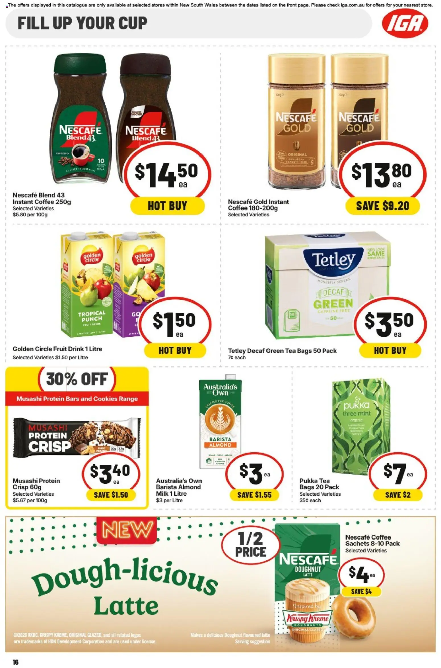 IGA catalogue - valid from 01/07/2026 | Page: 16 | Products: Milk, Coffee, Tea, Nescafe