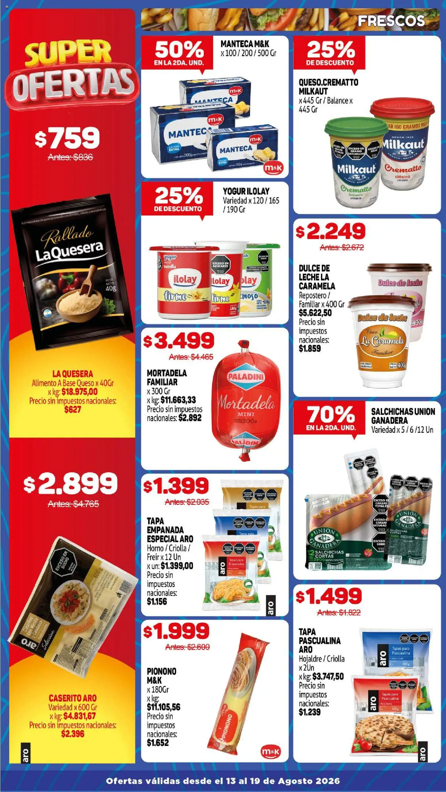 Makro makro alcahza │ válido desde el 13/08/2026 | Página: 3 | Productos: Mortadela, Dulce, Queso, Pionono