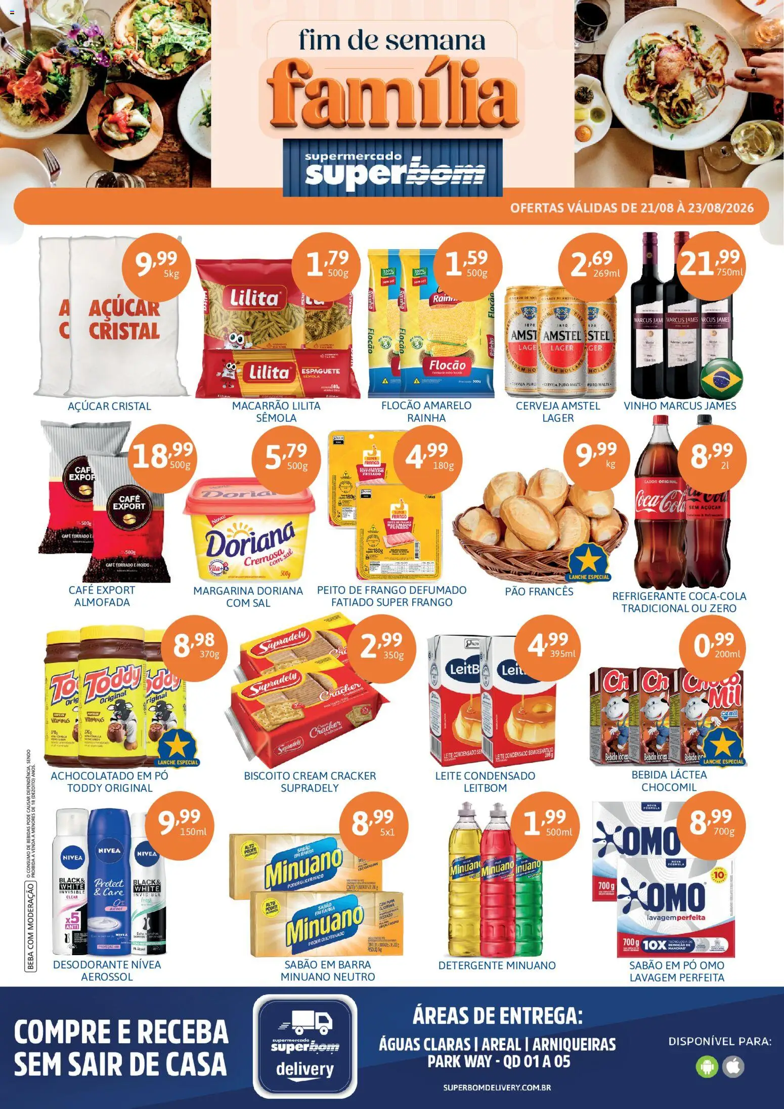 Superbom Folheto - válido de 21/08/2026 | Página: 1 | Produtos: Bebida, Refrigerante, Cream cracker, Peito de frango