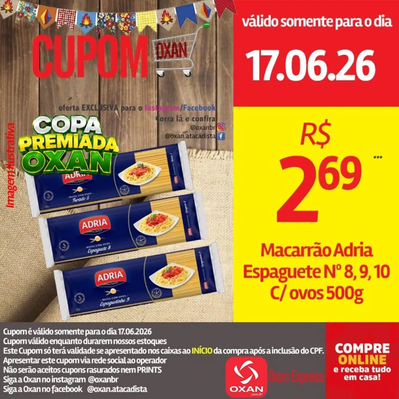 Oxan Atacadista Folheto - válido de 17.06.2026 | Página: 19 | Produtos: Espaguete, Ovos, Copa, Macarrão