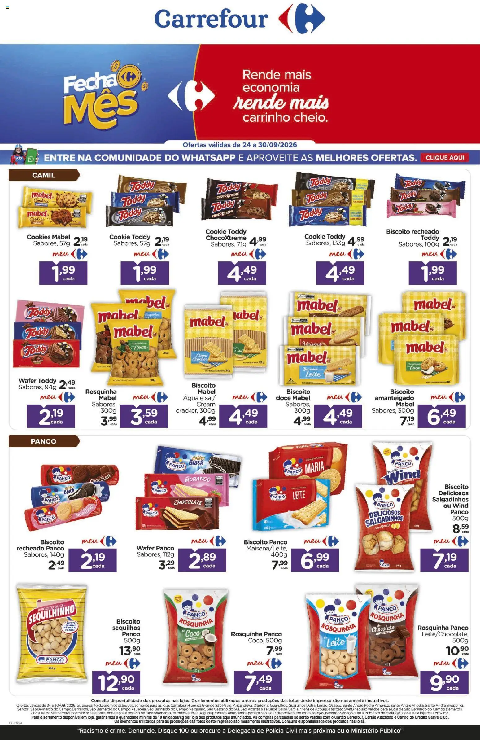 Carrefour Folheto - válido de 24/09/2026 | Página: 1 | Produtos: Banco, Leite, Chocolate, Cookies