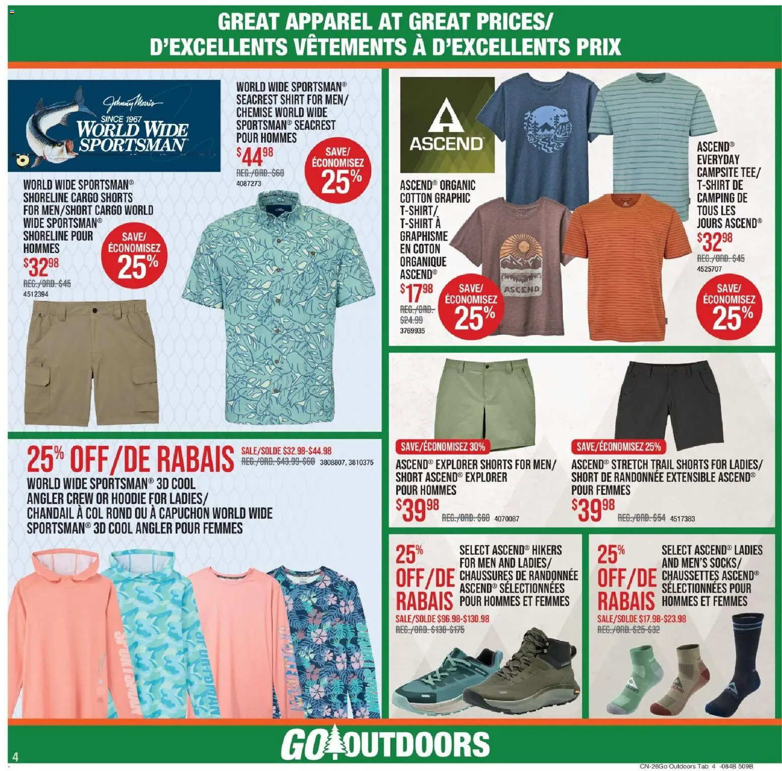Cabelas flyer valid from 07.05.2026 | Page: 4 | Products: Shirt, Tshirt, Hoodie, Shorts