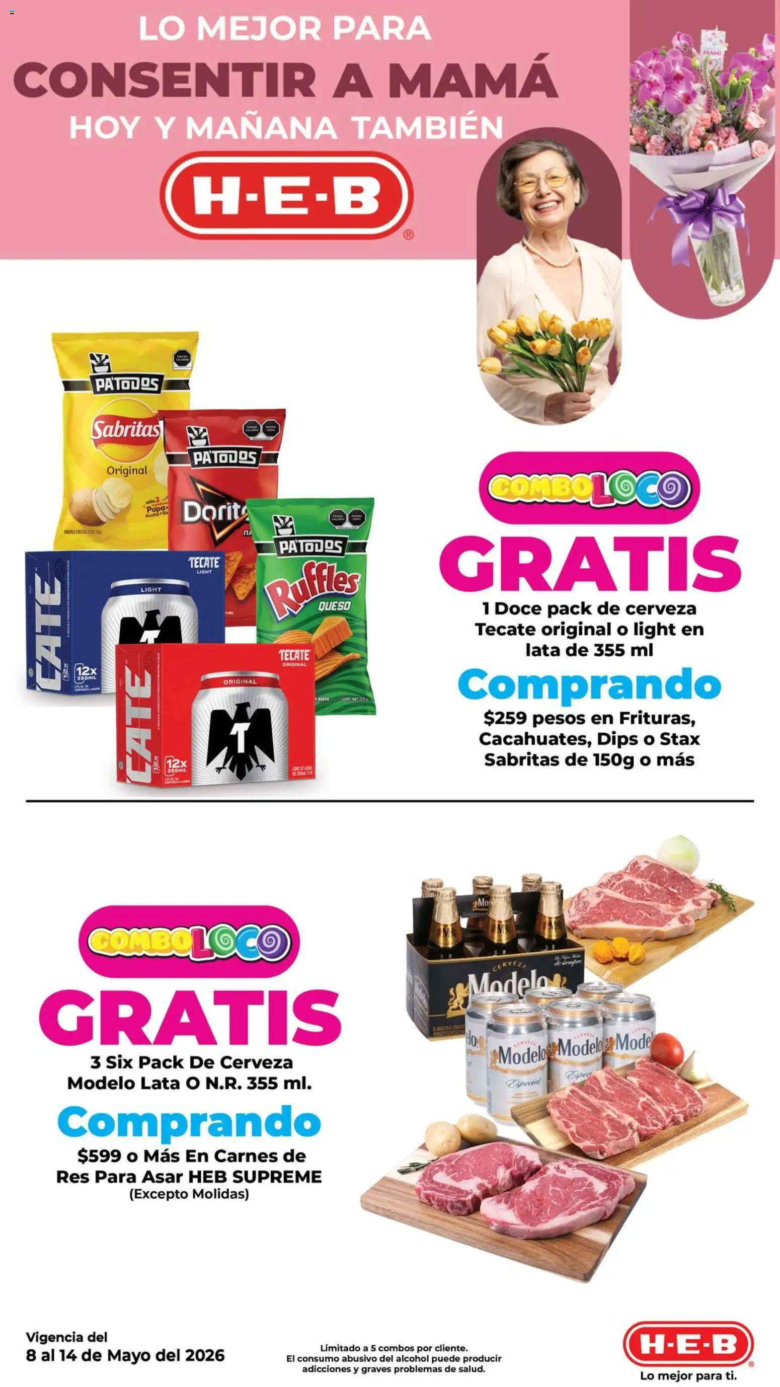 Nuevas ofertas de H-E-B válidas en toda la República Mexicana desde el 08.05.2026. ¡Encuentra las mejores ofertas en H-E-B folleto! | Página: 7 | Productos: Queso, Aceite, Cerveza, Res