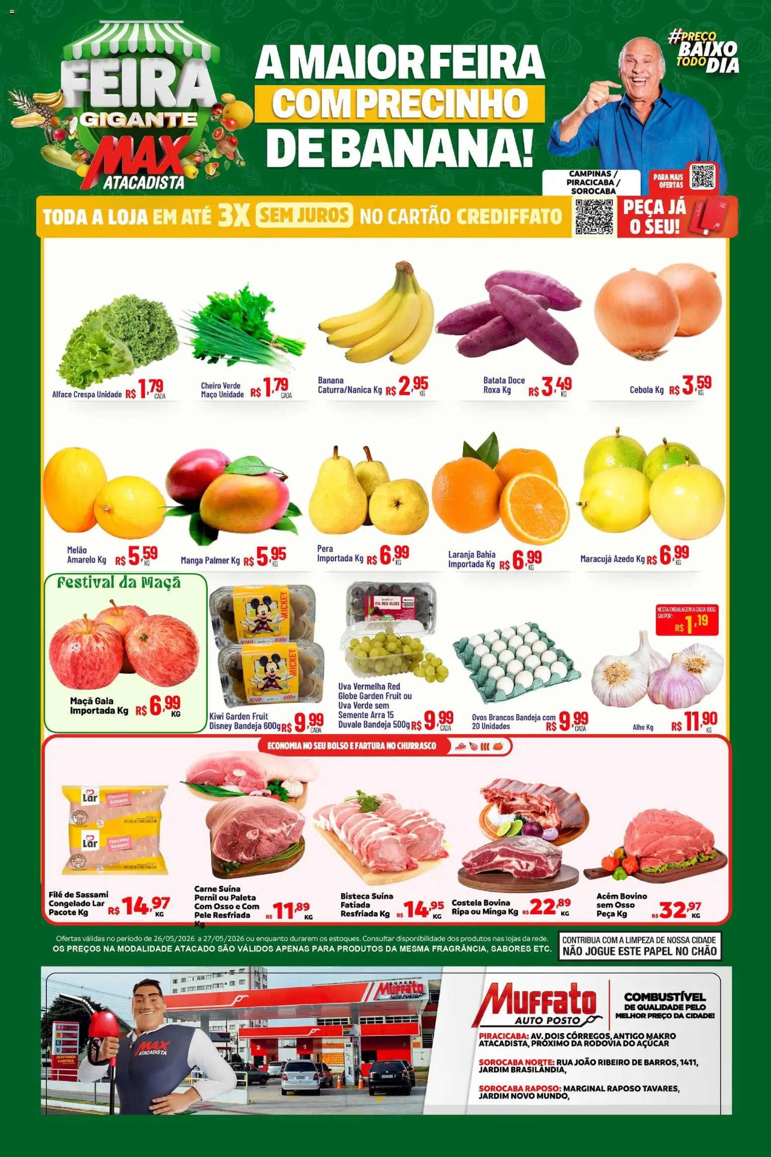 Max Atacadista Folheto - válido de 26.05.2026 | Página: 1 | Produtos: Maracujá, Pera, Baixo, Alface