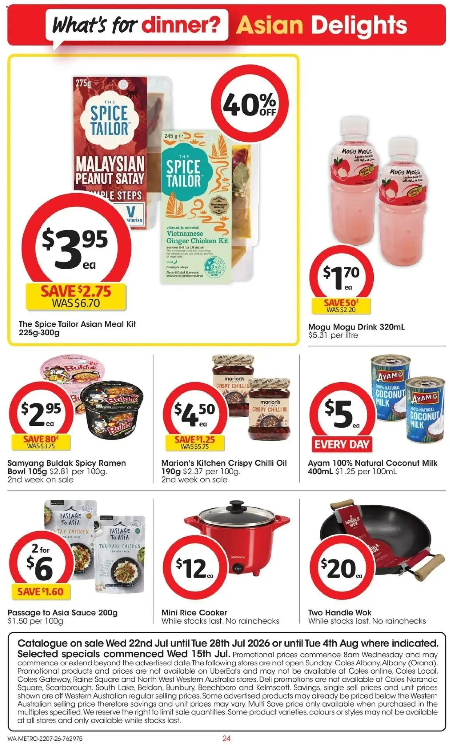 Coles catalogue - valid from 22/07/2026 | Page: 24 | Products: Juice, Rice, Noodles, Chilli