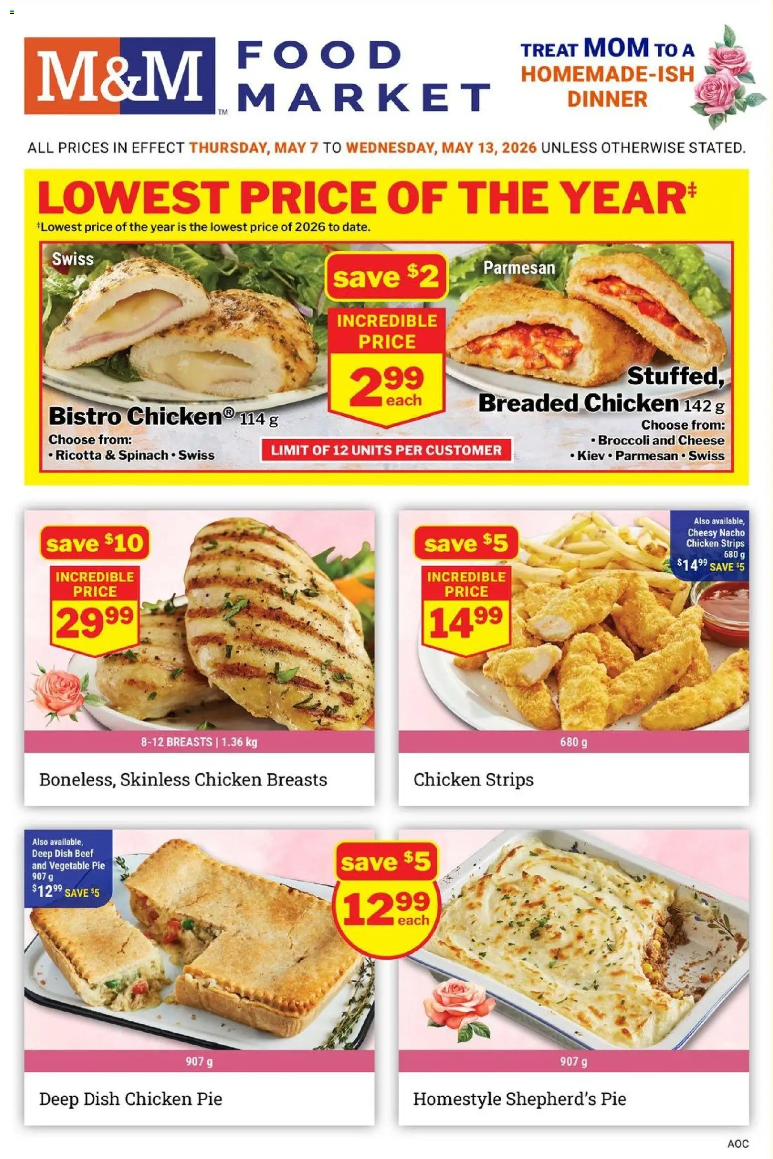 M&M Food Market flyer valid from 07.05.2026 | Page: 1 | Products: Beef, Chicken breasts, Cheese, Chicken