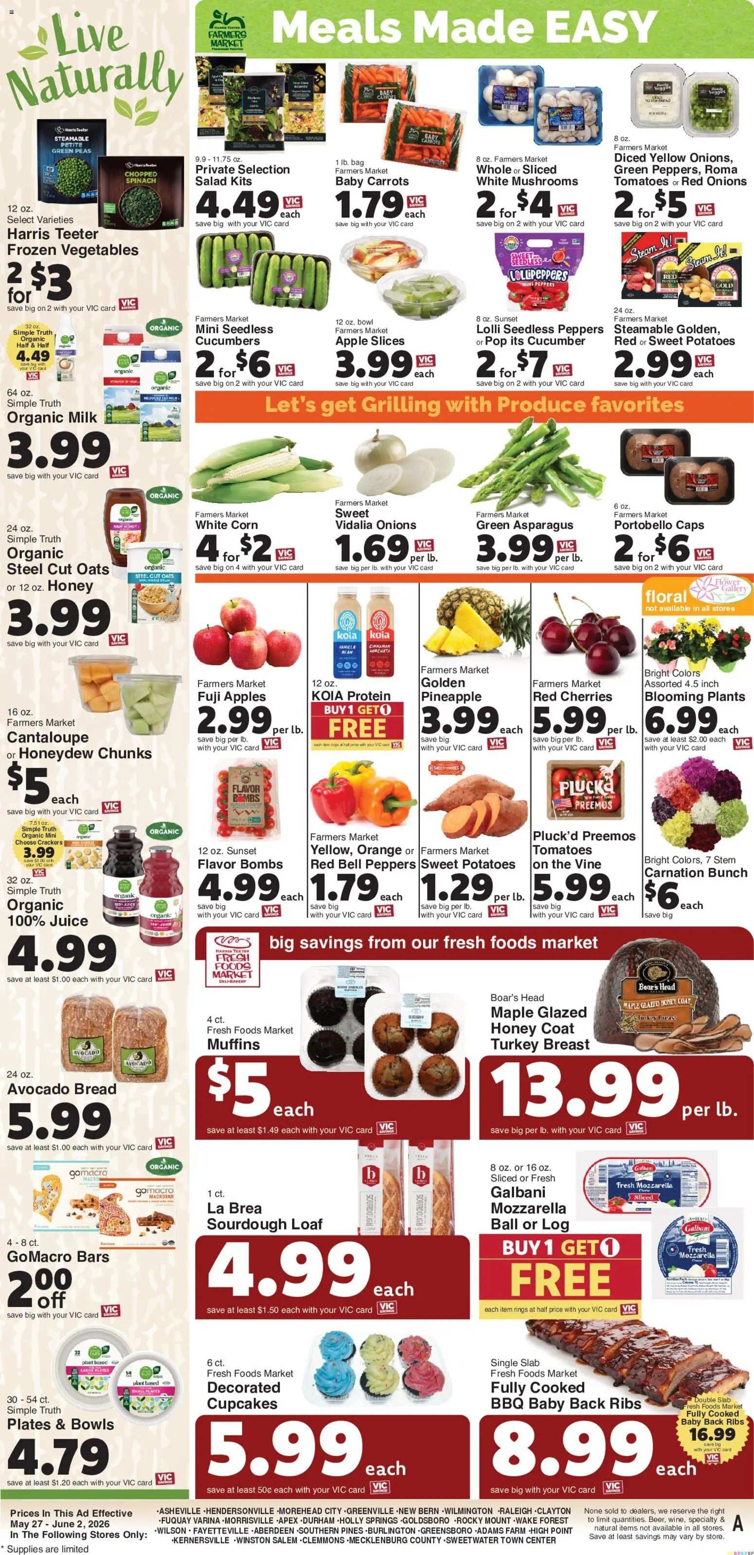 Harris Teeter Weekly Ad - valid from 27.05.2026 | Page: 13 | Products: Corn, Peppers, Mushrooms, Bread