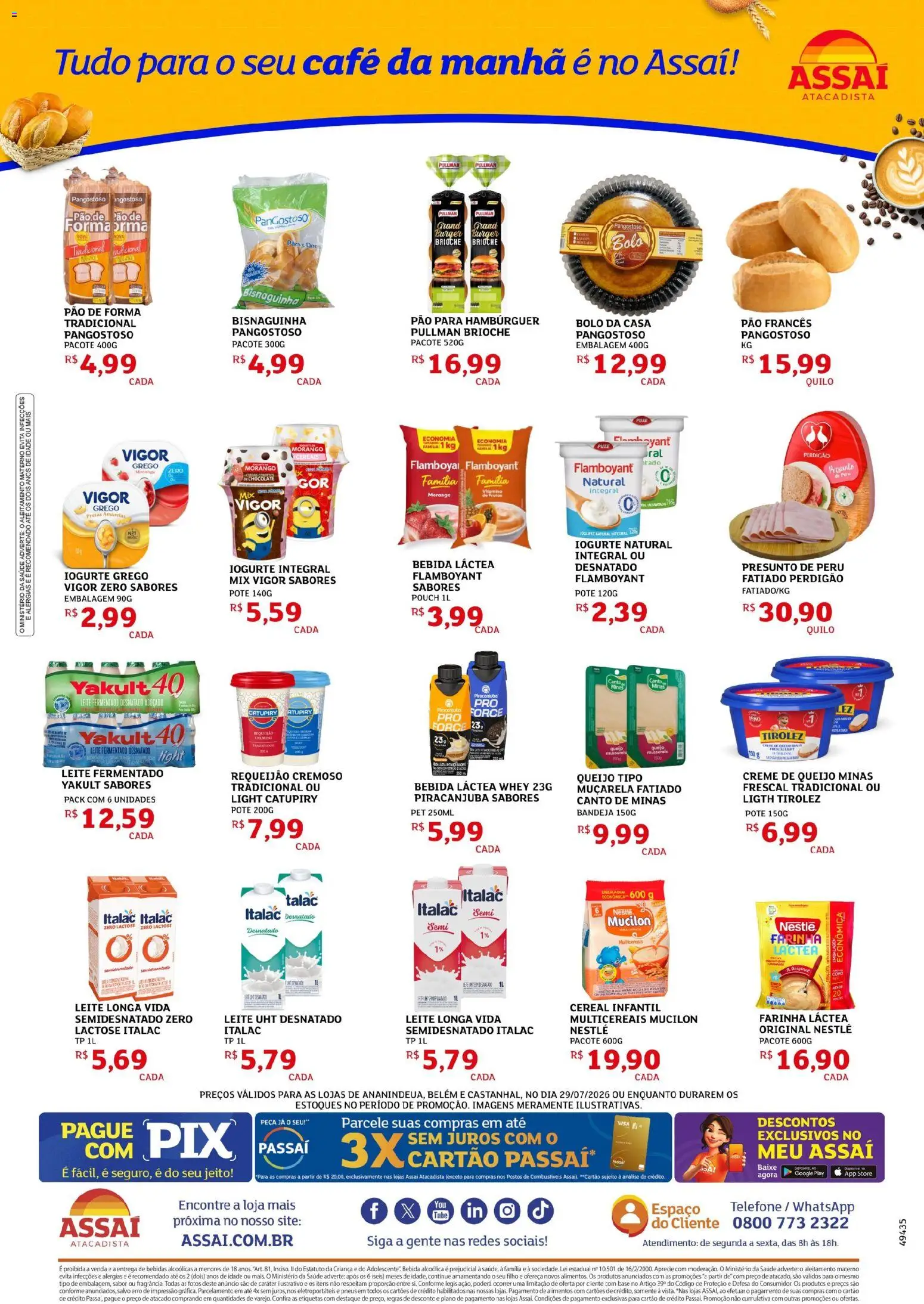 Assaí Atacadista Folheto - válido de 29/07/2026 | Página: 2 | Produtos: Leite, Queijo, Muçarela, Creme