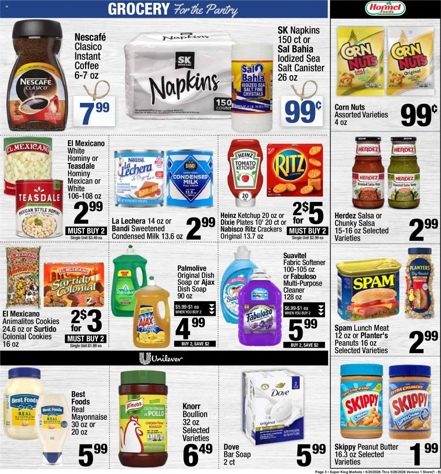 Super King Weekly Ad - valid from 20.05.2026 | Page: 3 | Products: Corn, Coffee, Ketchup, Salt