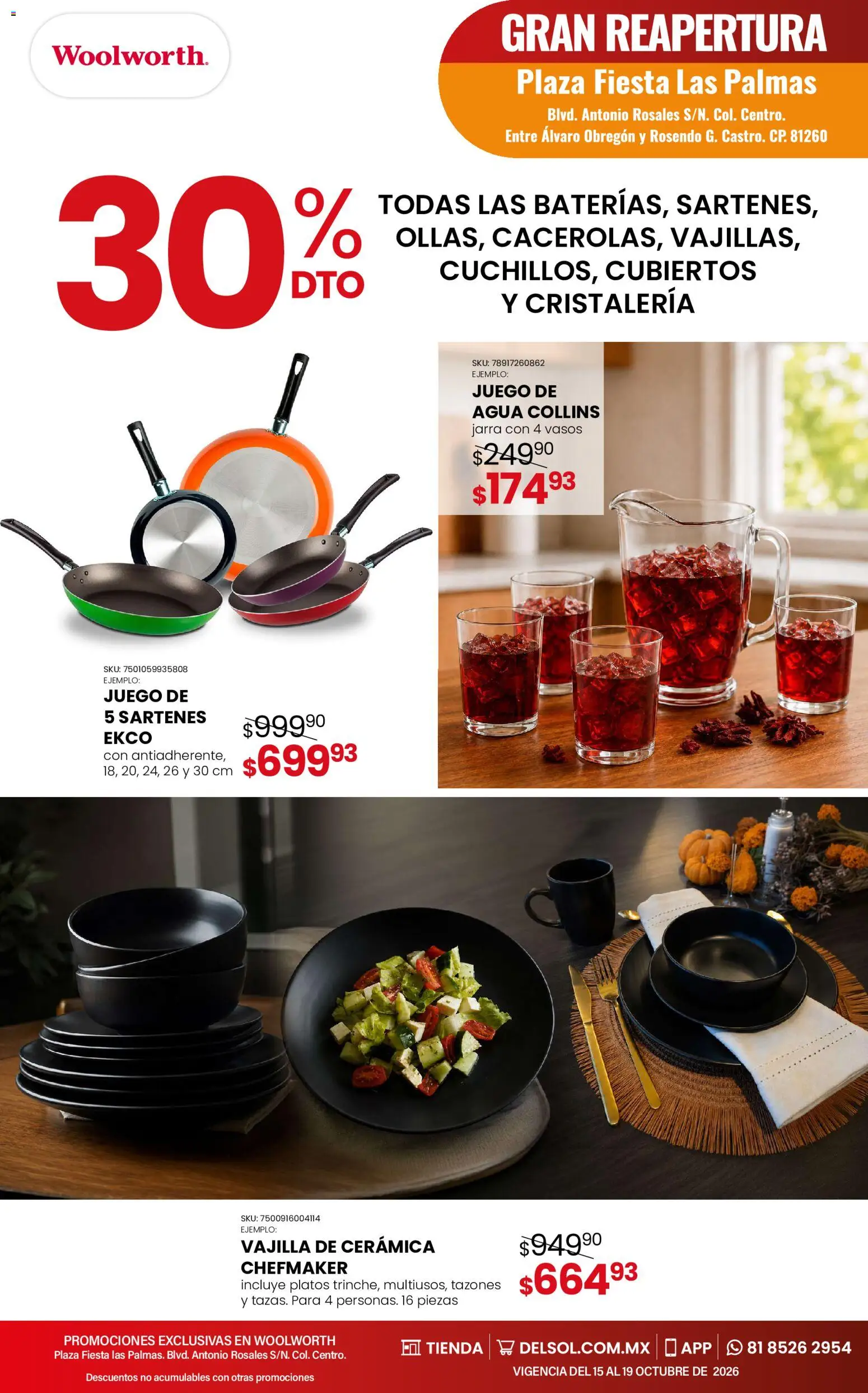Nuevas ofertas de Del Sol y Woolworth válidas en toda la República Mexicana desde el 15/10/2026. ¡Encuentra las mejores ofertas en Del Sol y Woolworth catálogo 5 Días de Grandes Promociones - Los Mochis! | Página: 12