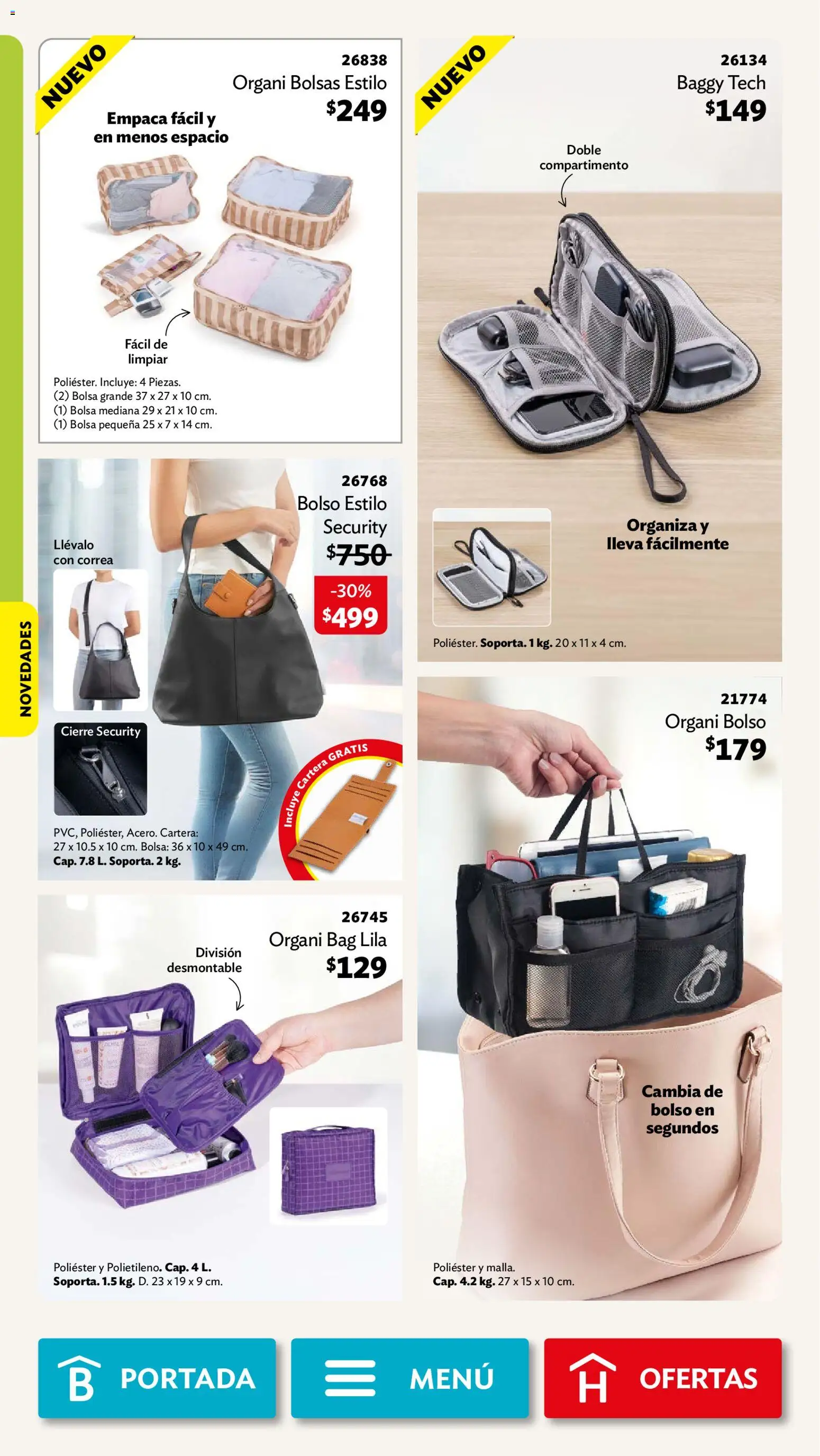 Nuevas ofertas de Betterware válidas en toda la República Mexicana desde el 03/08/2026. ¡Encuentra las mejores ofertas en Betterware campaña 8 2026! | Página: 72 | Productos: Bolsa, Bolso