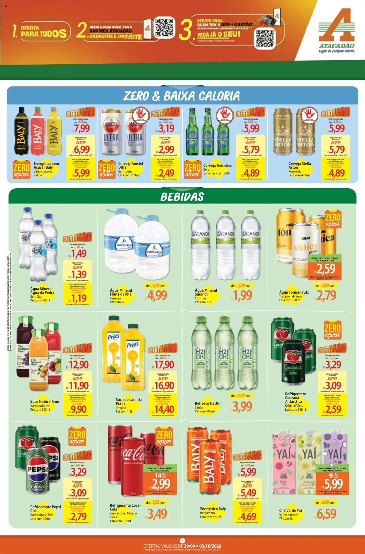 Atacadão Folheto - válido de 29/09/2026 | Página: 5 | Produtos: Guaraná, Cerveja Heineken, Refrigerante, Chá verde