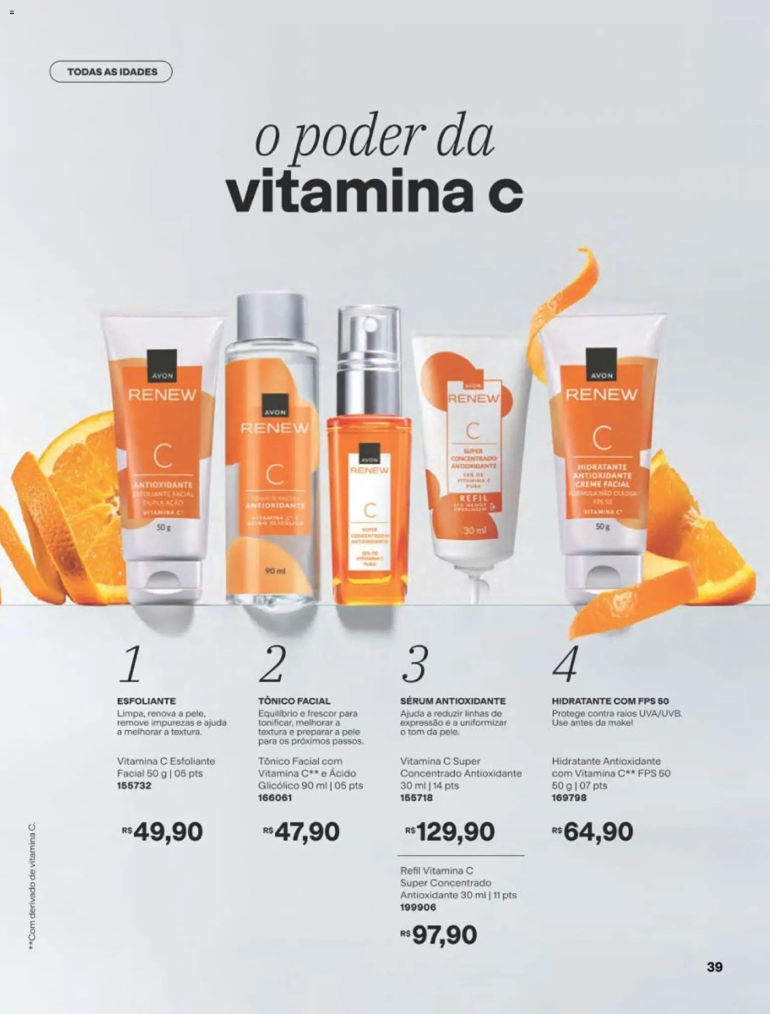 Avon Folheto - válido de 29/06/2026 | Página: 39 | Produtos: Tônico, Sérum, Creme, Vitamina c