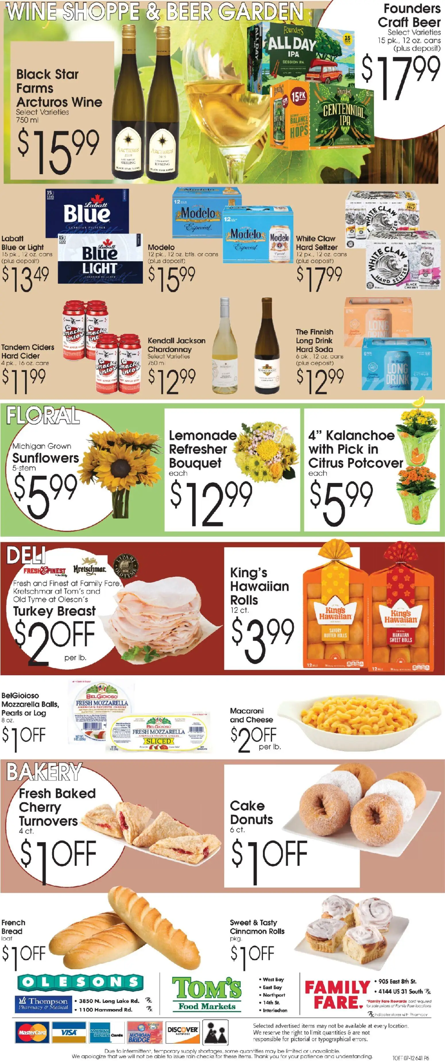 Family Fare Ad - valid from 07/12/2026 | Page: 6 | Products: Cider, Butter, Beer, Peach