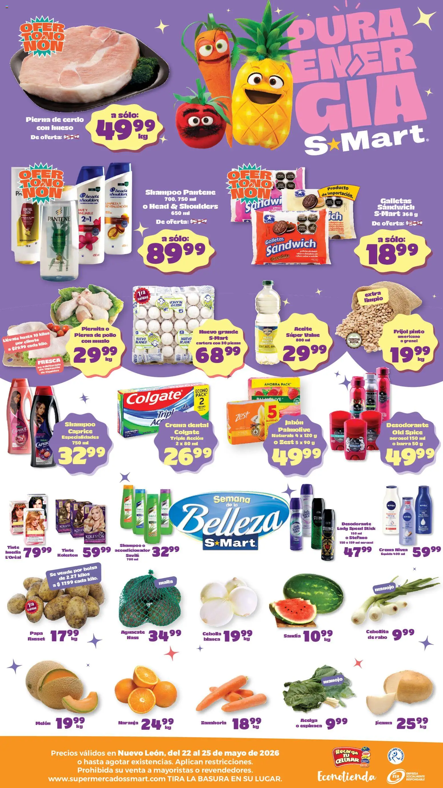 Nuevas ofertas de S-Mart válidas en toda la República Mexicana desde el 22.05.2026. ¡Encuentra las mejores ofertas en S-Mart folleto Monterrey! | Página: 2 | Productos: Melón, Aguacate, Chocolate, Barra