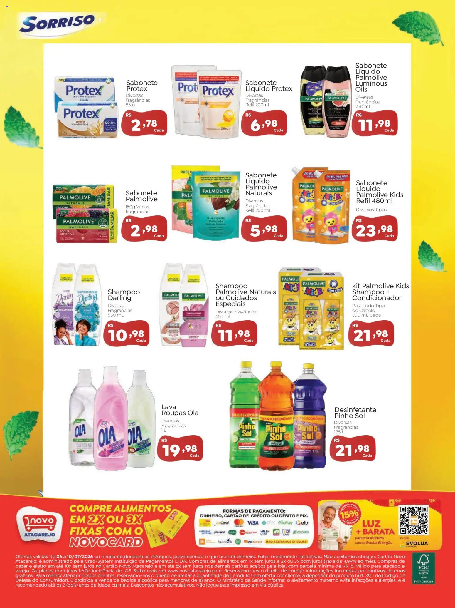 Novo Atacarejo Folheto - válido de 06/07/2026 | Página: 2 | Produtos: Shampoo, Condicionador, Roupas, Bebida