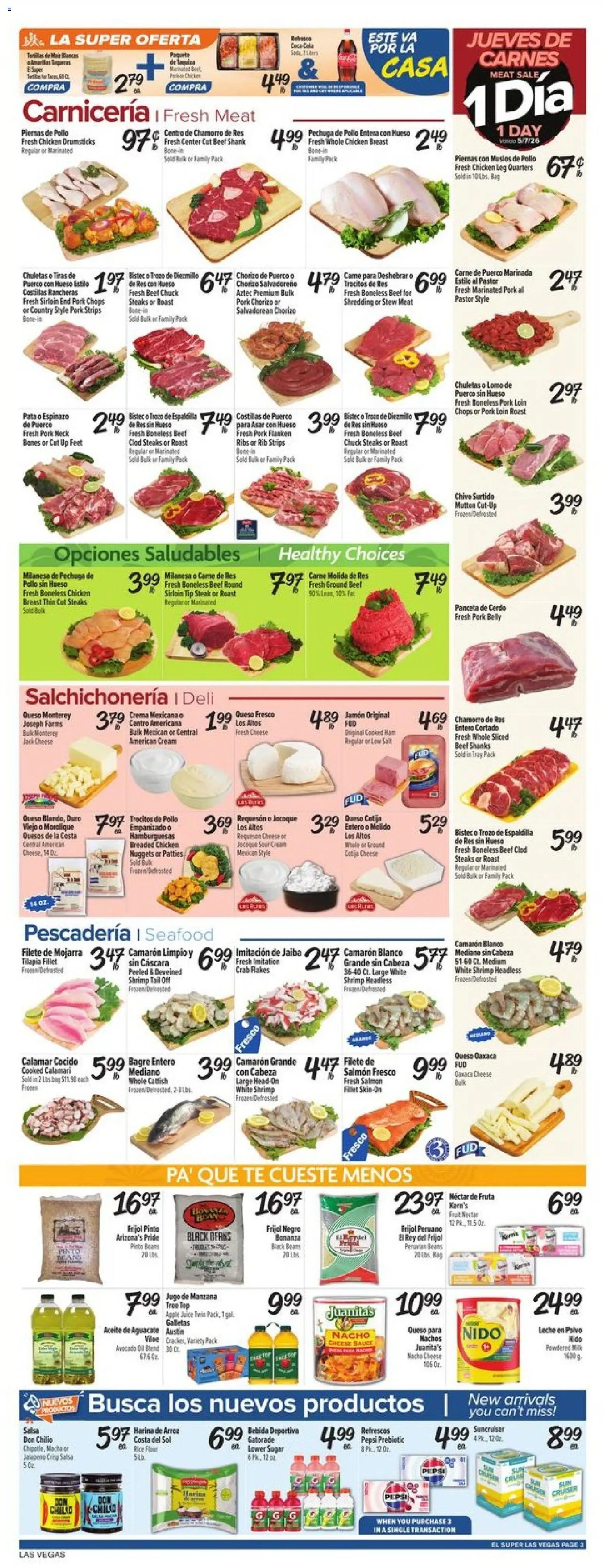 El Super Weekly Ad - NV - valid from 06.05.2026 | Page: 3 | Products: Cheese, Oil, Sauce, Seafood