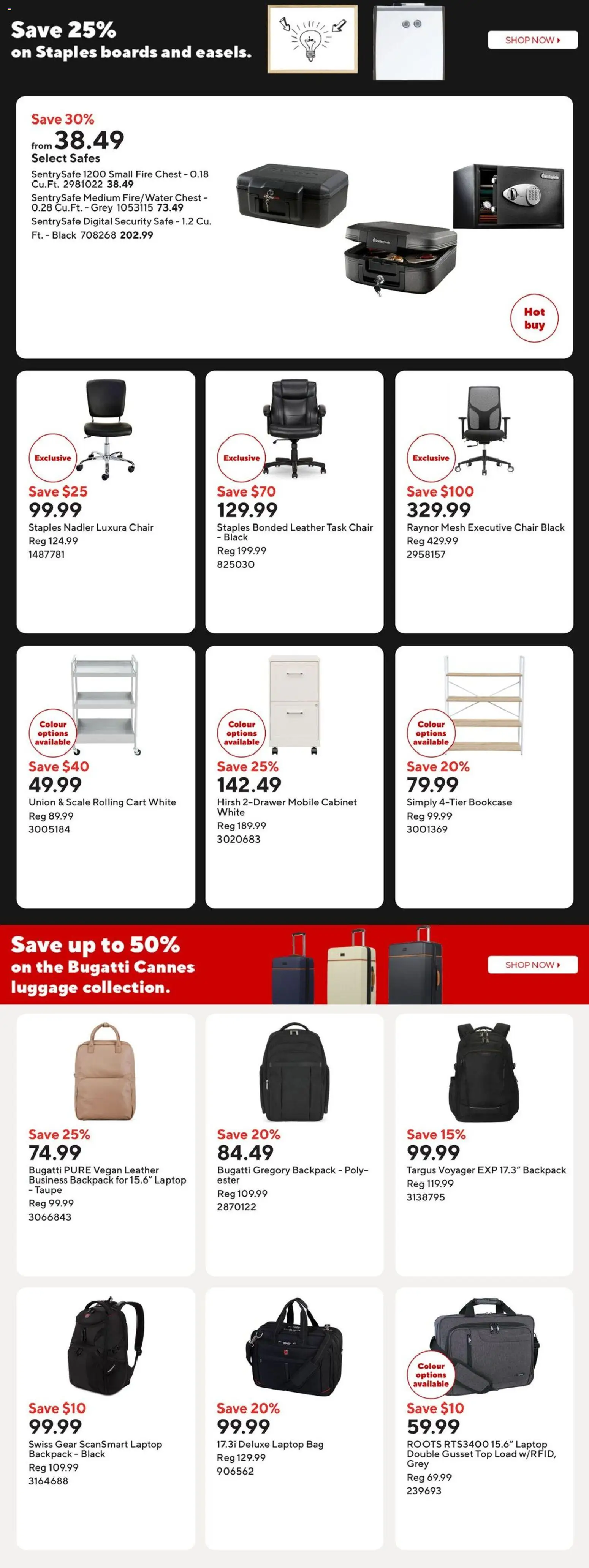 Staples flyer valid from 08.05.2026 | Page: 4 | Products: Backpack, Bag, Chair, Cabinet