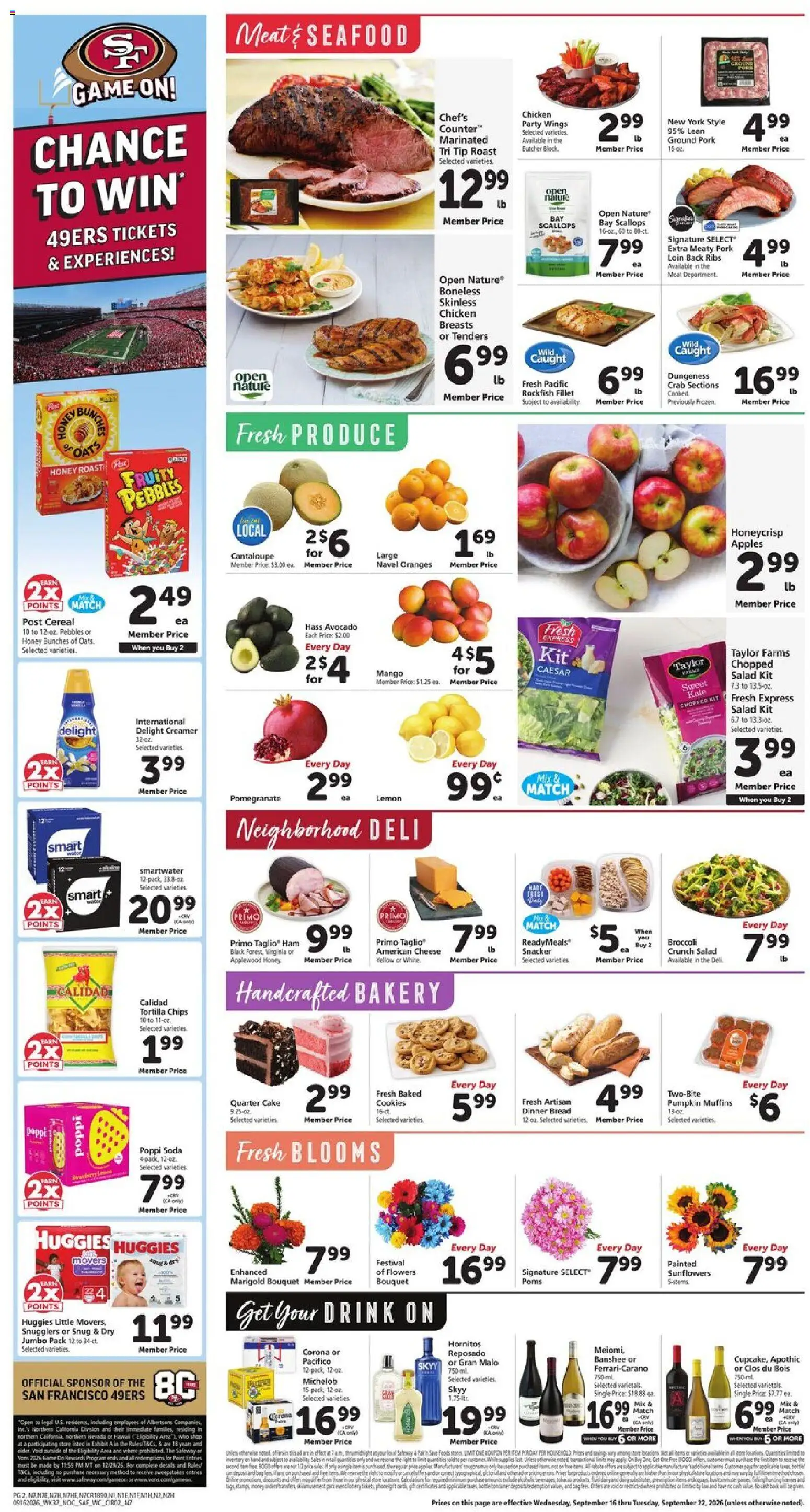 Safeway Weekly Ad - valid from 09/16/2026 | Page: 2 | Products: Ham, Tortilla chips, Pumpkin, Cereal