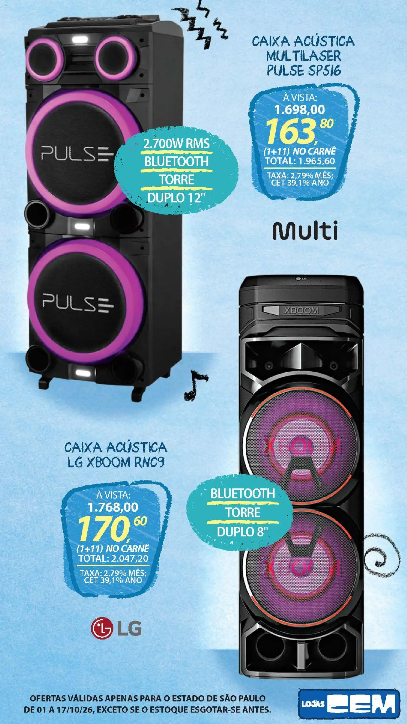 Lojas Cem Folheto - válido de 01/10/2026 | Página: 25 | Produtos: Caixa acústica, Caixa, Carne