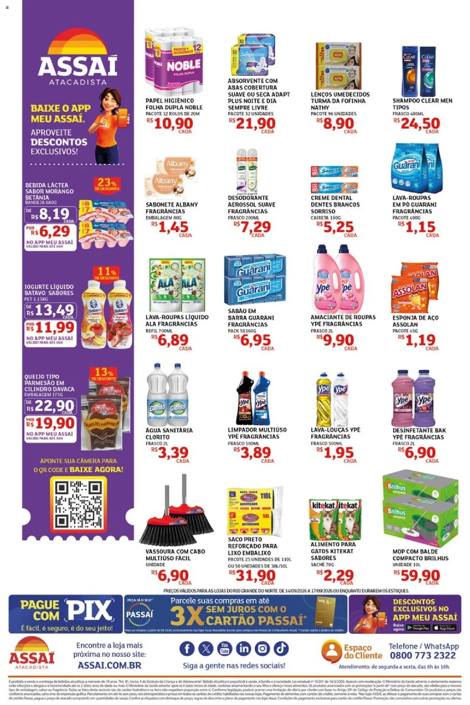 Assaí Atacadista Folheto - válido de 14/09/2026 | Página: 2 | Produtos: Sabão, Bebidas, Base, Sempre Livre