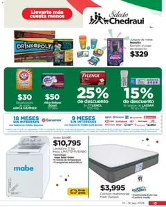 Vista previa de Chedraui folleto Llevarte más cuesta menos, nuevo folleto de la tienda, válido en México a partir del 01/09/2026 | Página: 15 | Productos: Frasco, Lavadora, Banco, Tableta