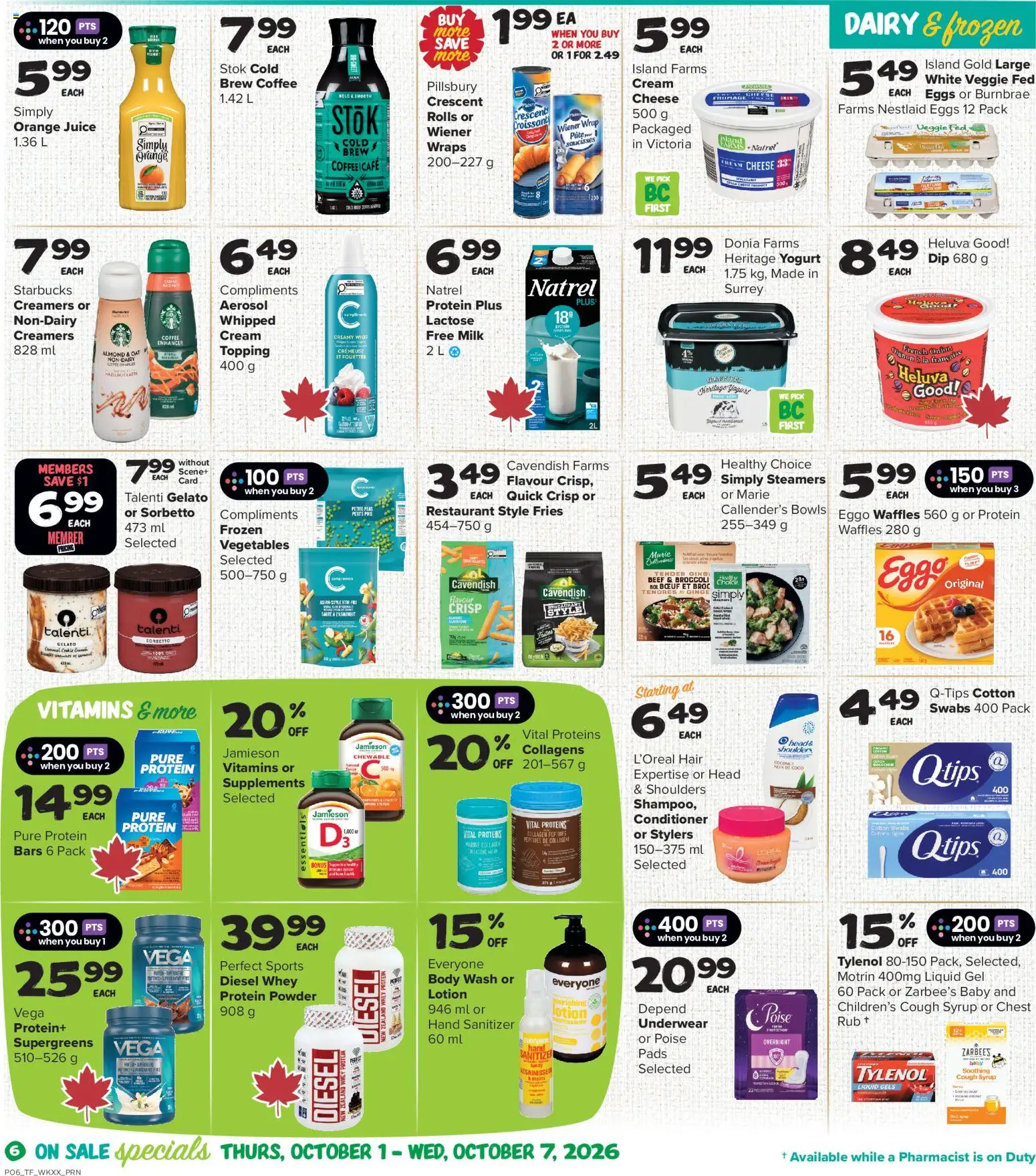 Thrifty Foods flyer valid from Oct 1, 2026 | Page: 7 | Products: Conditioner, Cough syrup, Milk, Yogurt
