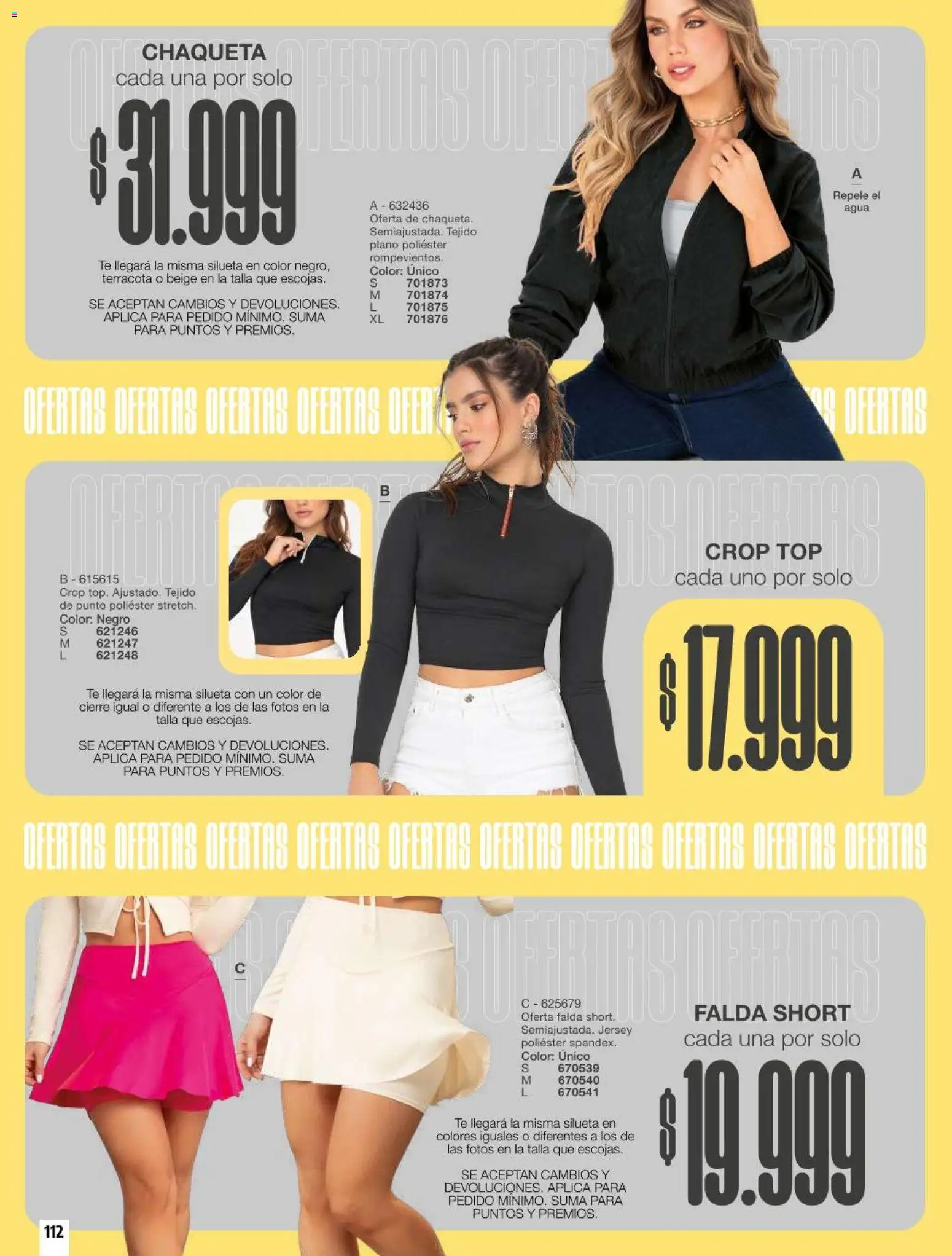 Carmel revista - valida desde el 11/08/2026 | Página: 112 | Productos: Agua, Falda, Short, Chaqueta