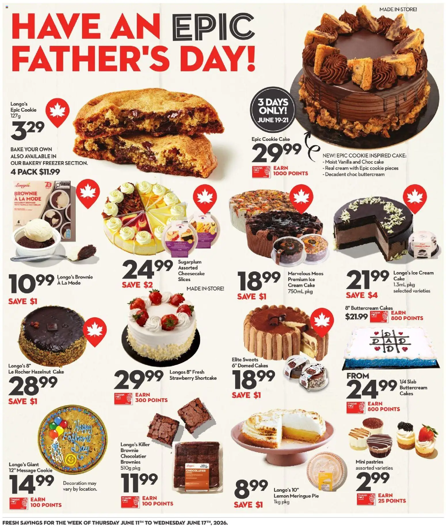 Longo's flyer valid from 11.06.2026 | Page: 8 | Products: Cream, Ice cream, Freezer, Bakery
