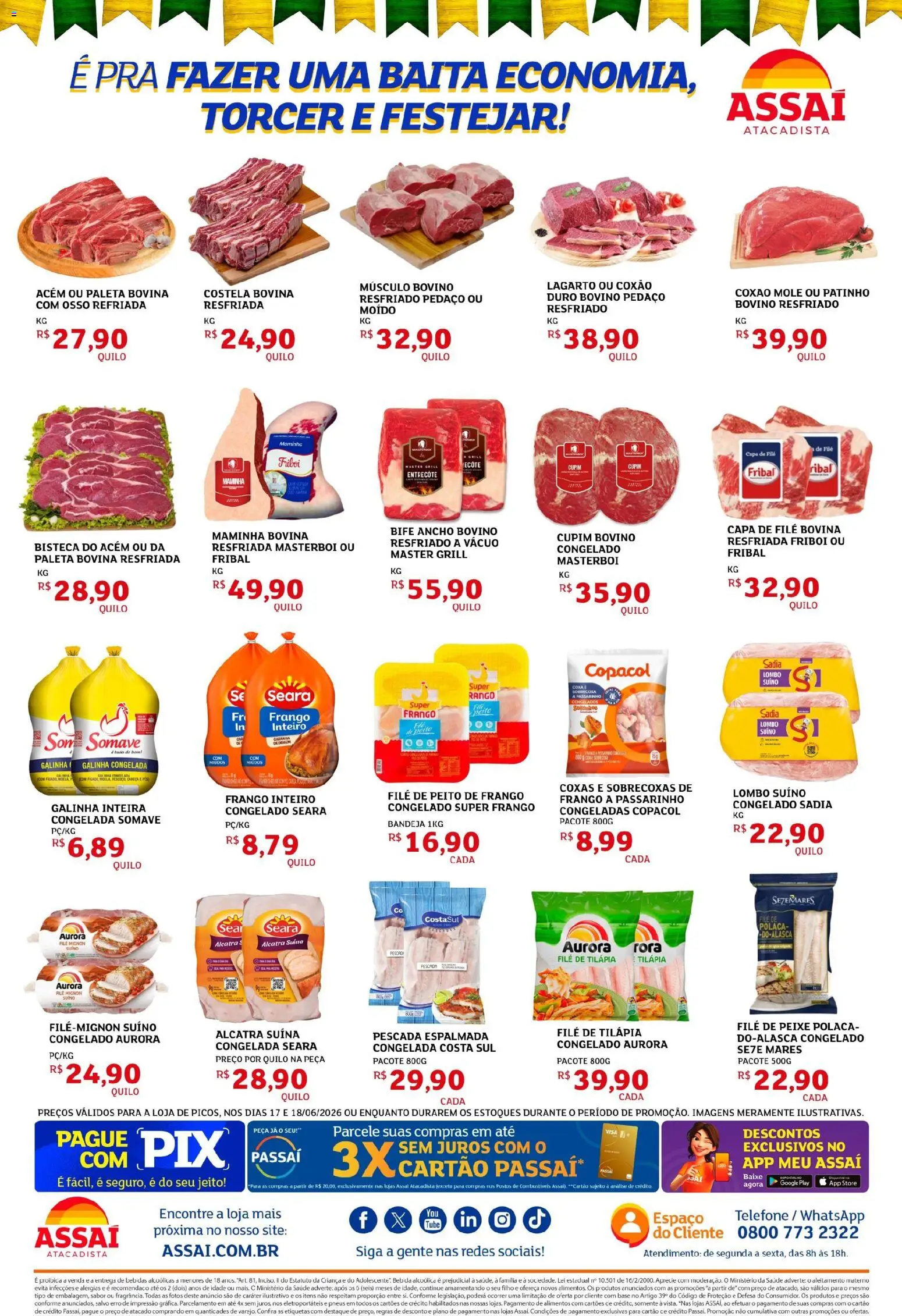 Assaí Atacadista Folheto - válido de 17.06.2026 | Página: 2 | Produtos: Tilápia, Bandeja, Telefone, Frango