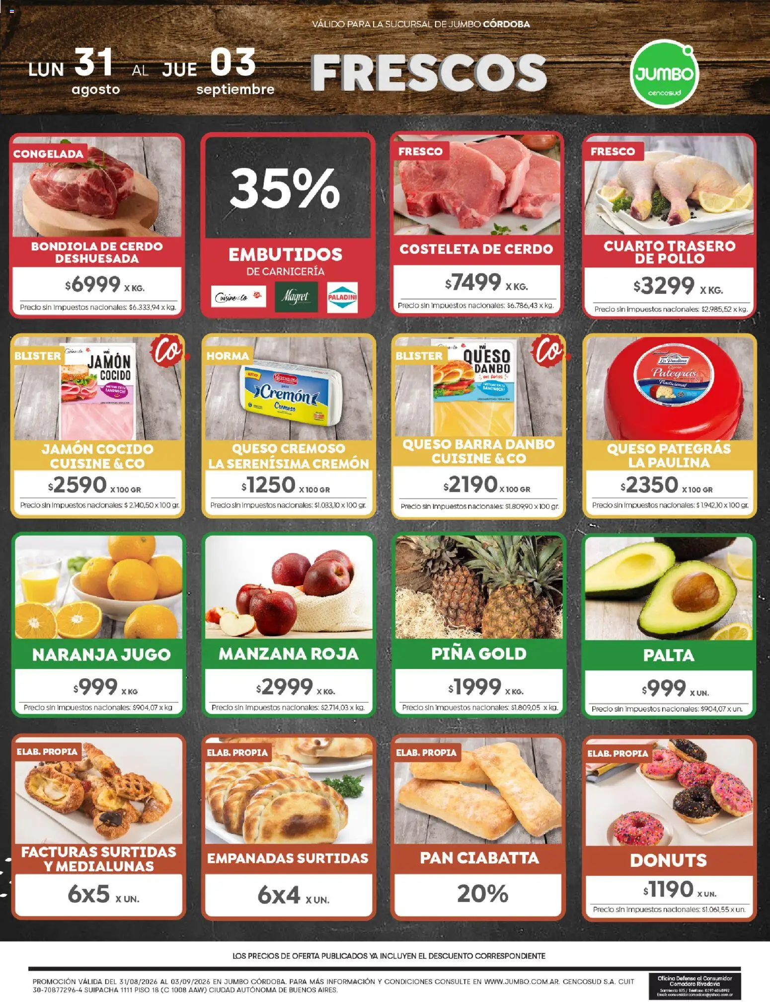 Jumbo - Ofertas | Córdoba │ válido desde el 31/08/2026 | Página: 1 | Productos: Teléfono, Pan, Jamón, Cerdo