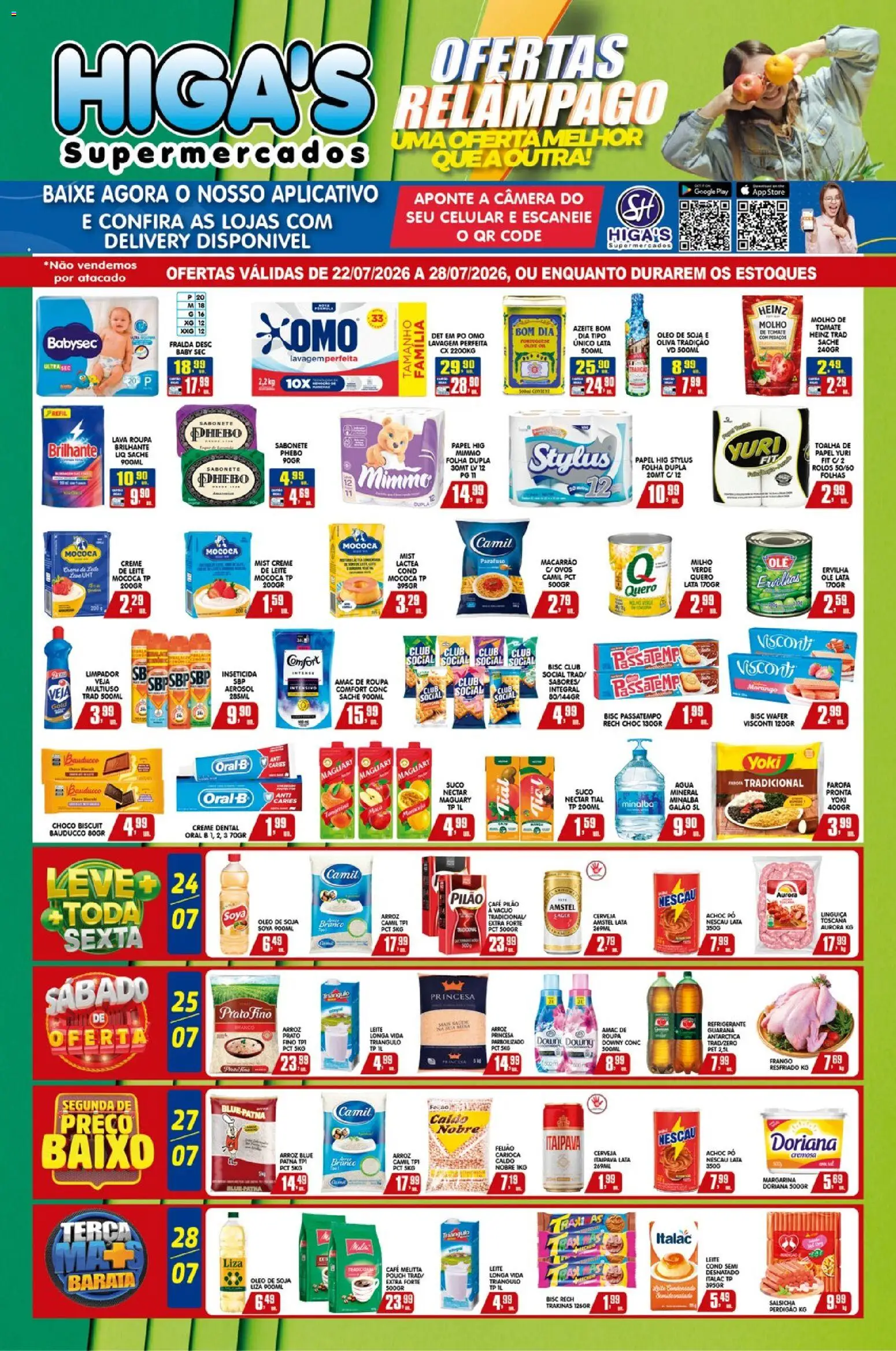 Higa's Supermercado Folheto - válido de 22/07/2026 | Página: 1 | Produtos: Café, Macarrão, Café pilão, Azeite
