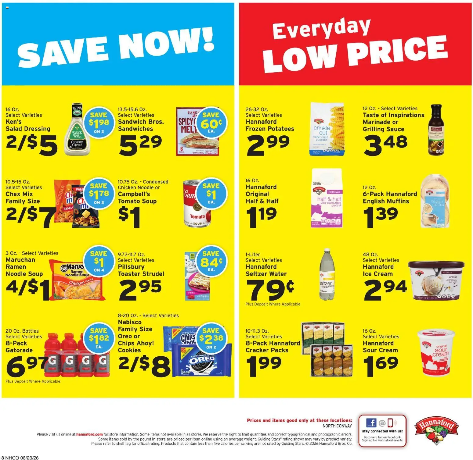 Hannaford Weekly Ad - valid from 08/23/2026 | Page: 8 | Products: Toaster, Cream, Water, Ice