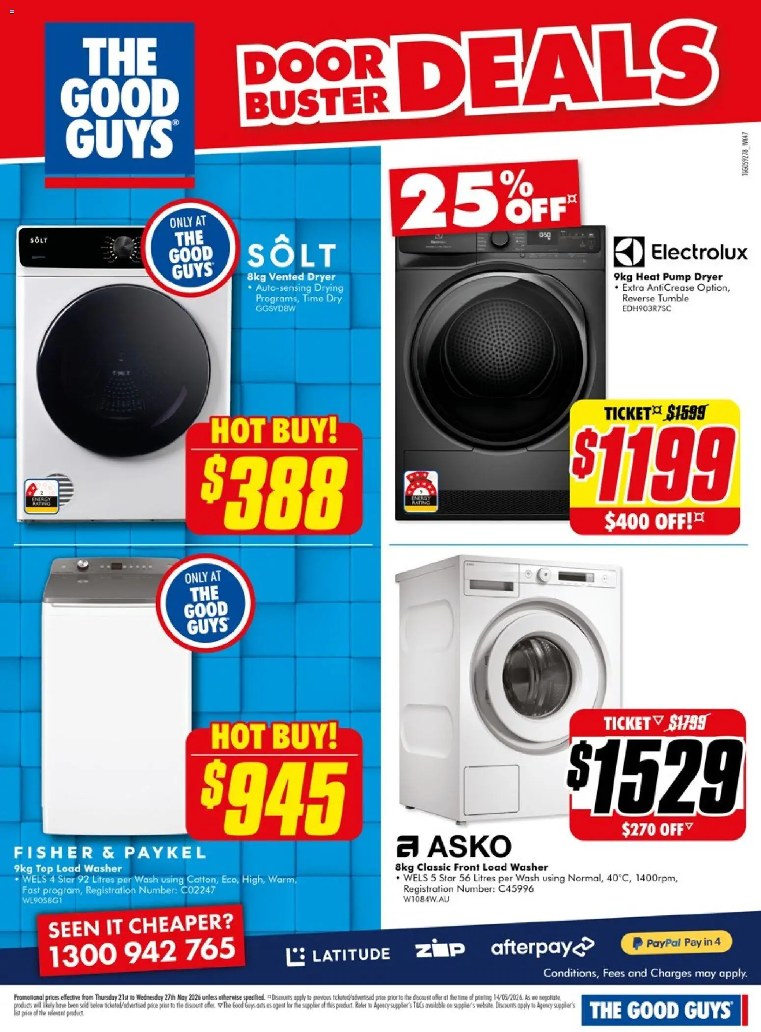 The Good Guys catalogue - valid from 20.05.2026 | Page: 15 | Products: Door, Dryer, Washer