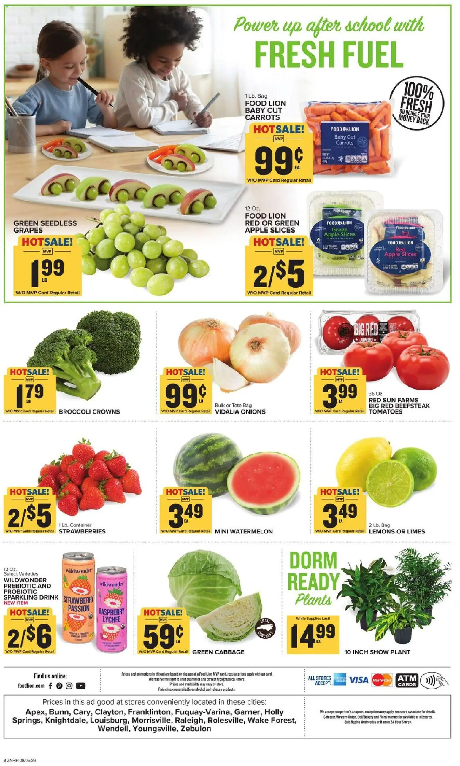Food Lion Weekly Ad - valid from 08/05/2026 | Page: 3 | Products: Broccoli, Watermelon, Grapes, Carrots