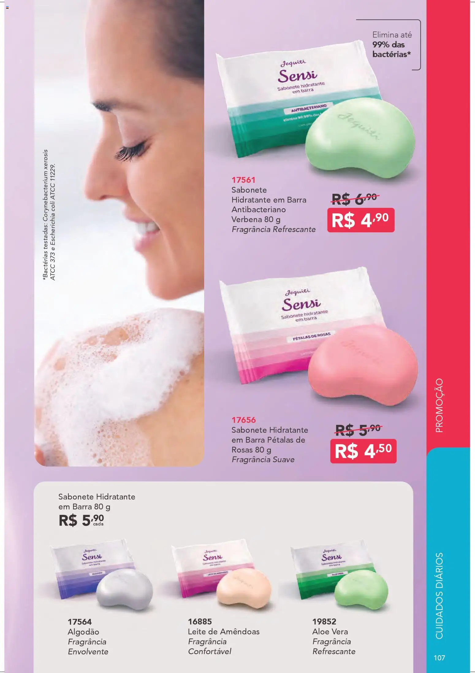 Jequiti Folheto - válido de 28.03.2026 | Página: 107 | Produtos: Fragrância, Leite, Sabonete, Amêndoas