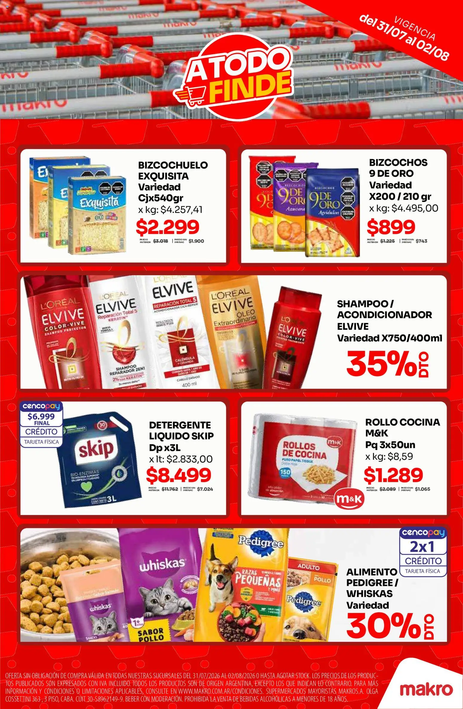Makro Ofertas atodo finde │ válido desde el 31/07/2026 | Página: 4 | Productos: Cocina, Pollo, Acondicionador, Bizcochos