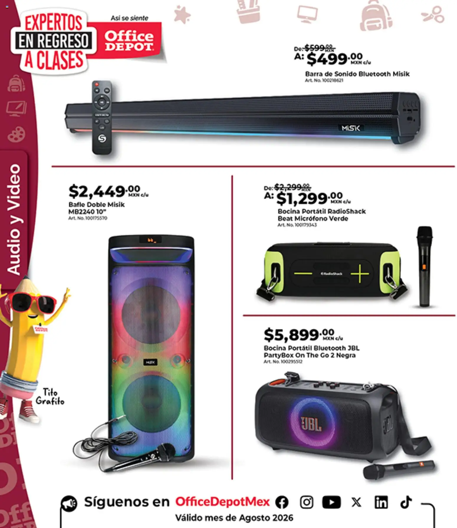 Nuevas ofertas de Office Depot válidas en toda la República Mexicana desde el 01/08/2026. ¡Encuentra las mejores ofertas en Office Depot catálogo! | Página: 17 | Productos: Audio, Micrófono, Barra, Video