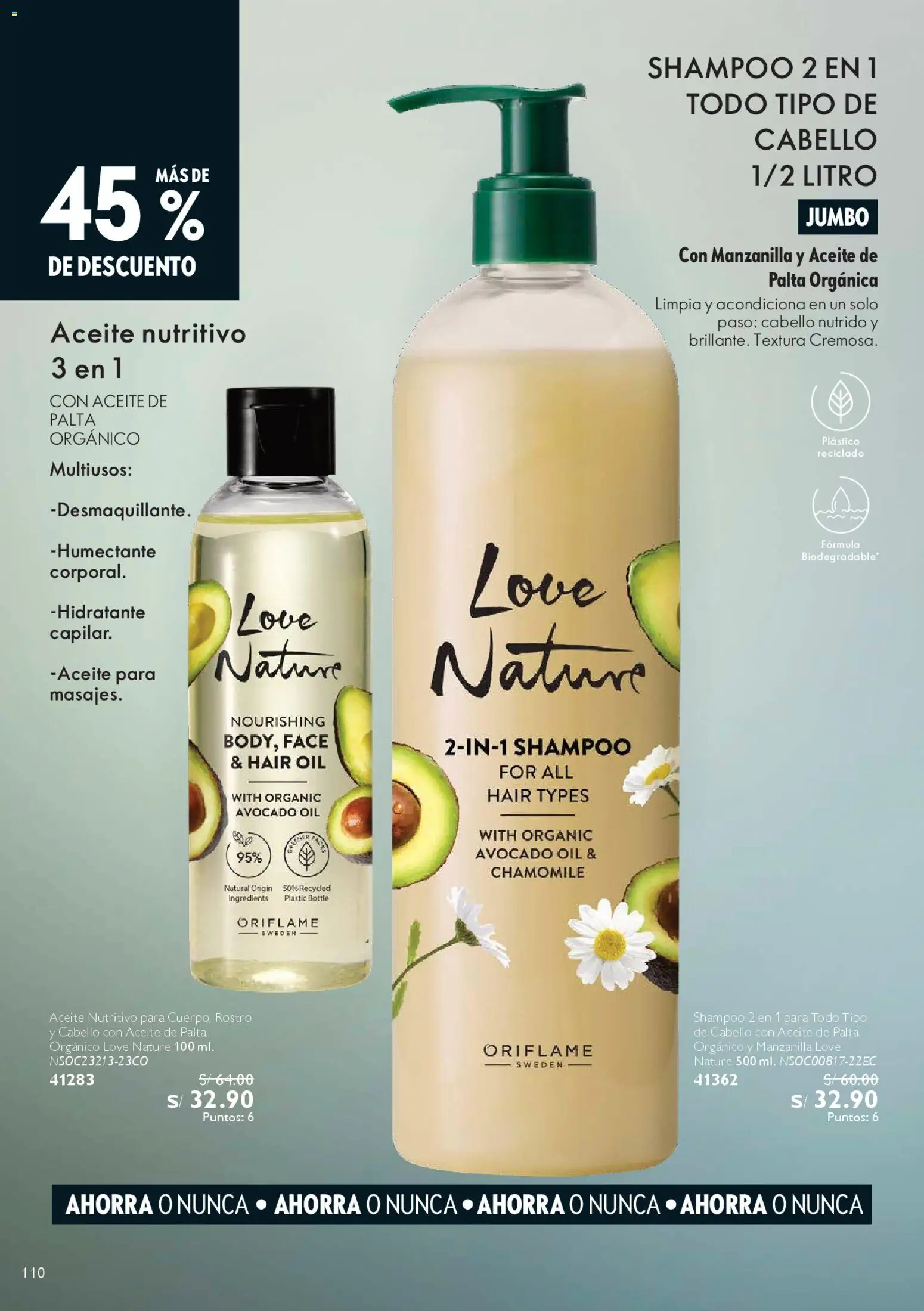 Catálogo Oriflame válido desde 28/03/2026 | Página: 110 | Productos: Shampoo, Aceite