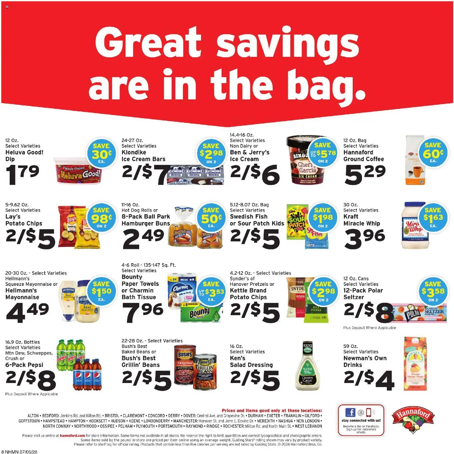 Hannaford Weekly Ad - valid from 07/05/2026 | Page: 8 | Products: Coffee, Ice cream, Dill, Fan