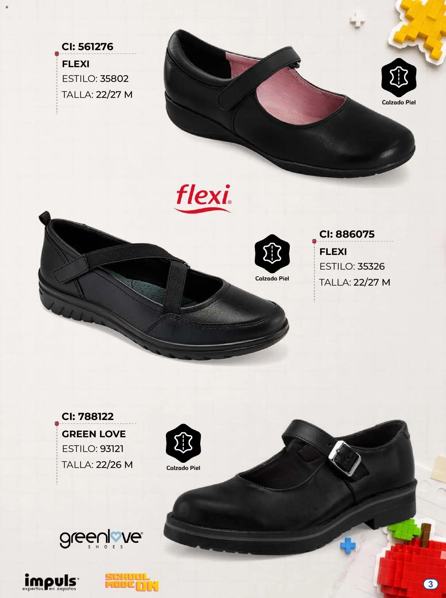 Nuevas ofertas de Impuls válidas en toda la República Mexicana desde el 03/08/2026. ¡Encuentra las mejores ofertas en Impuls catálogo Escolar! | Página: 3 | Productos: Zapatos