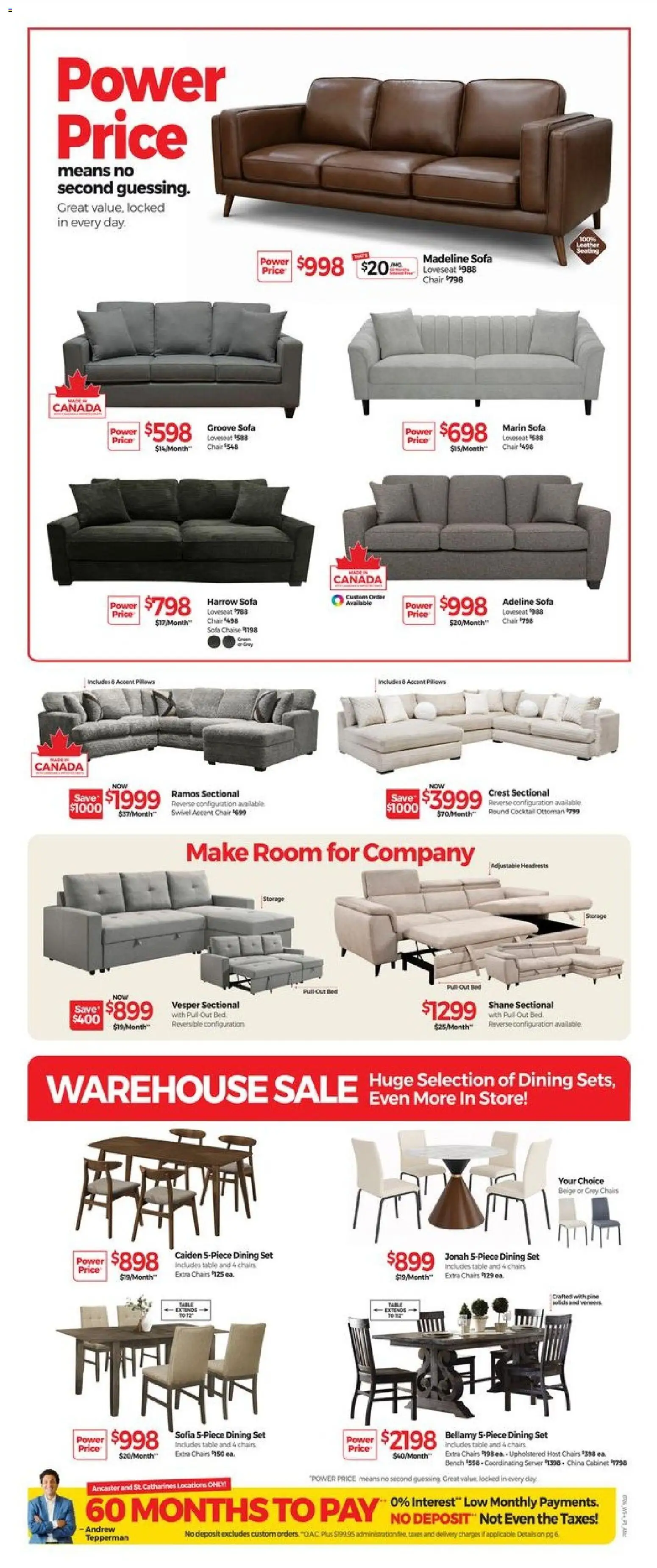 Tepperman's flyer valid from Jul 24, 2026 | Page: 3 | Products: Bed, Sofa, Table, Cabinet