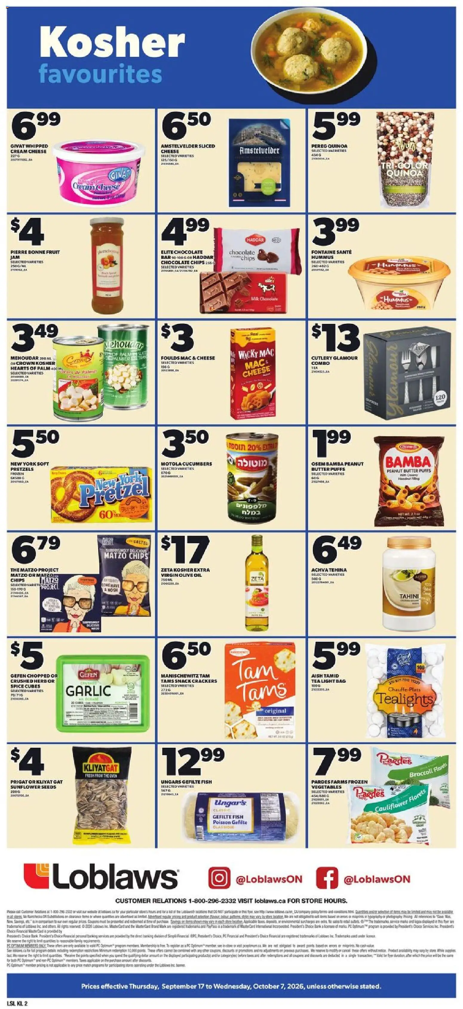 Loblaws flyer valid from Sep 17, 2026 | Page: 2 | Products: Fish, Tea, Cauliflower, Olive oil