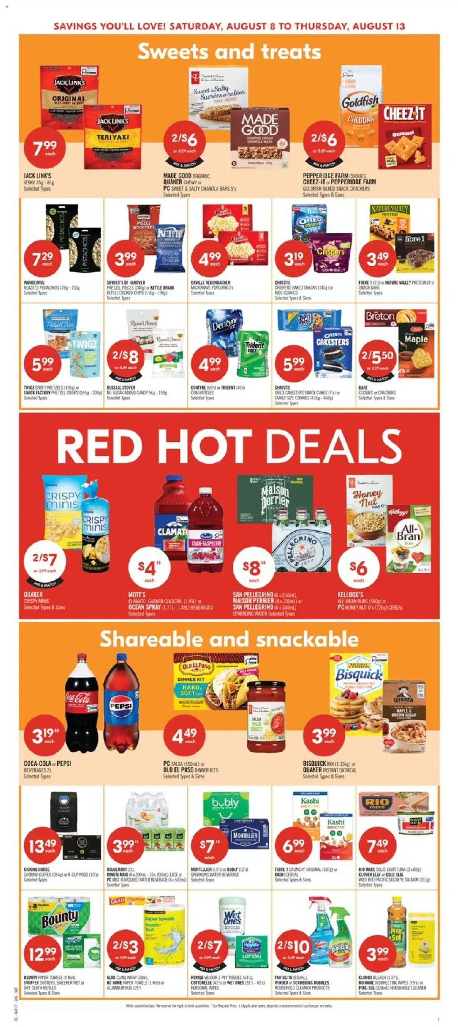 Shoppers flyer valid from Aug 7, 2026 | Page: 6 | Products: Kettle, Pepsi, Popcorn, Cocktail